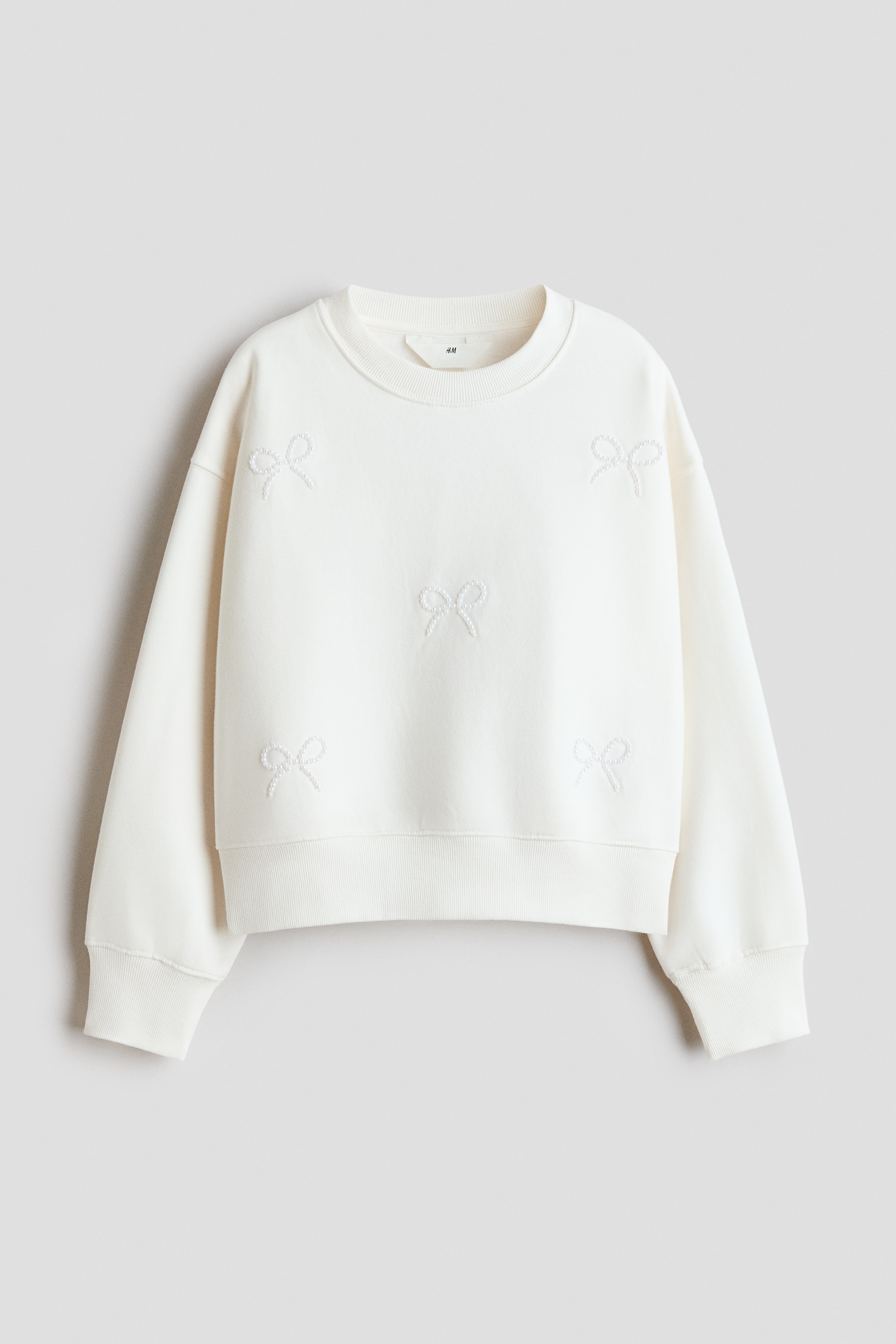 Brushed-Inside Sweatshirt - Ivory/bows