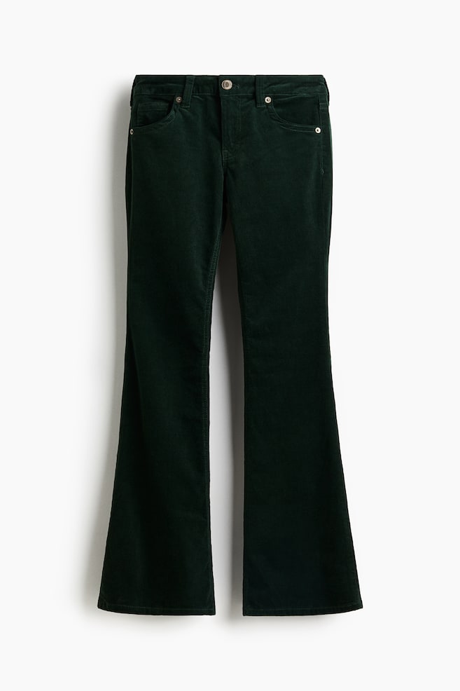 Flared corduroy trousers - Dark green/Dark brown - 1