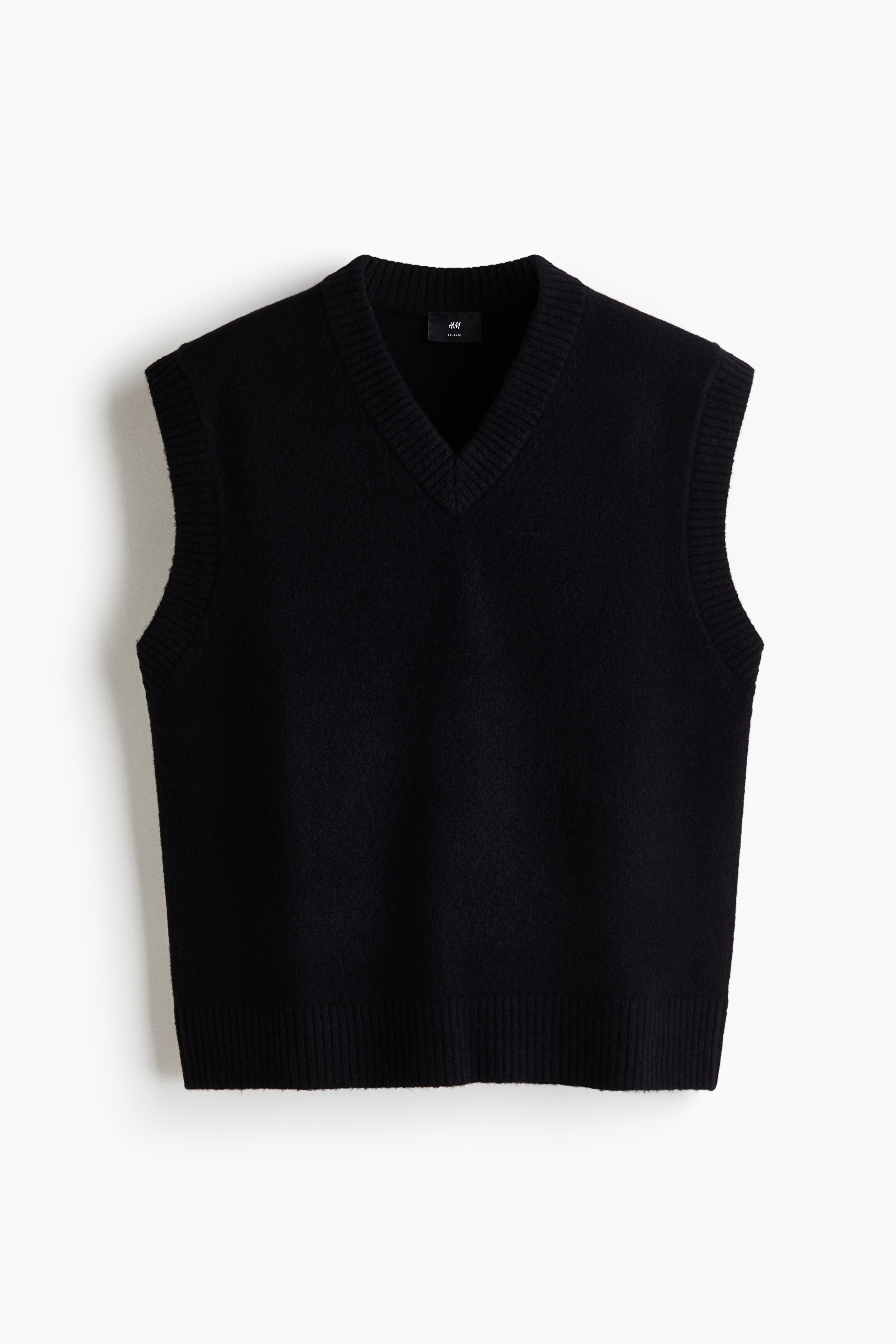 Suéter sin mangas Relaxed Fit - Negro/Beige claro jaspeado/Marrón oscuro