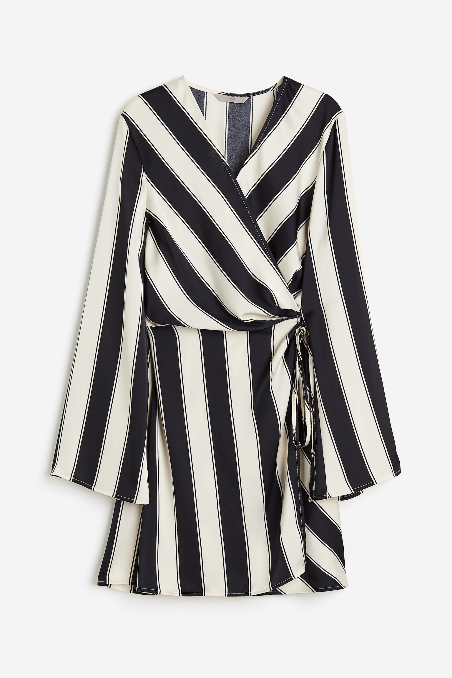 Satin Wrap Dress - Cream/Black stripe/Black/Spot/Powder pink - 1