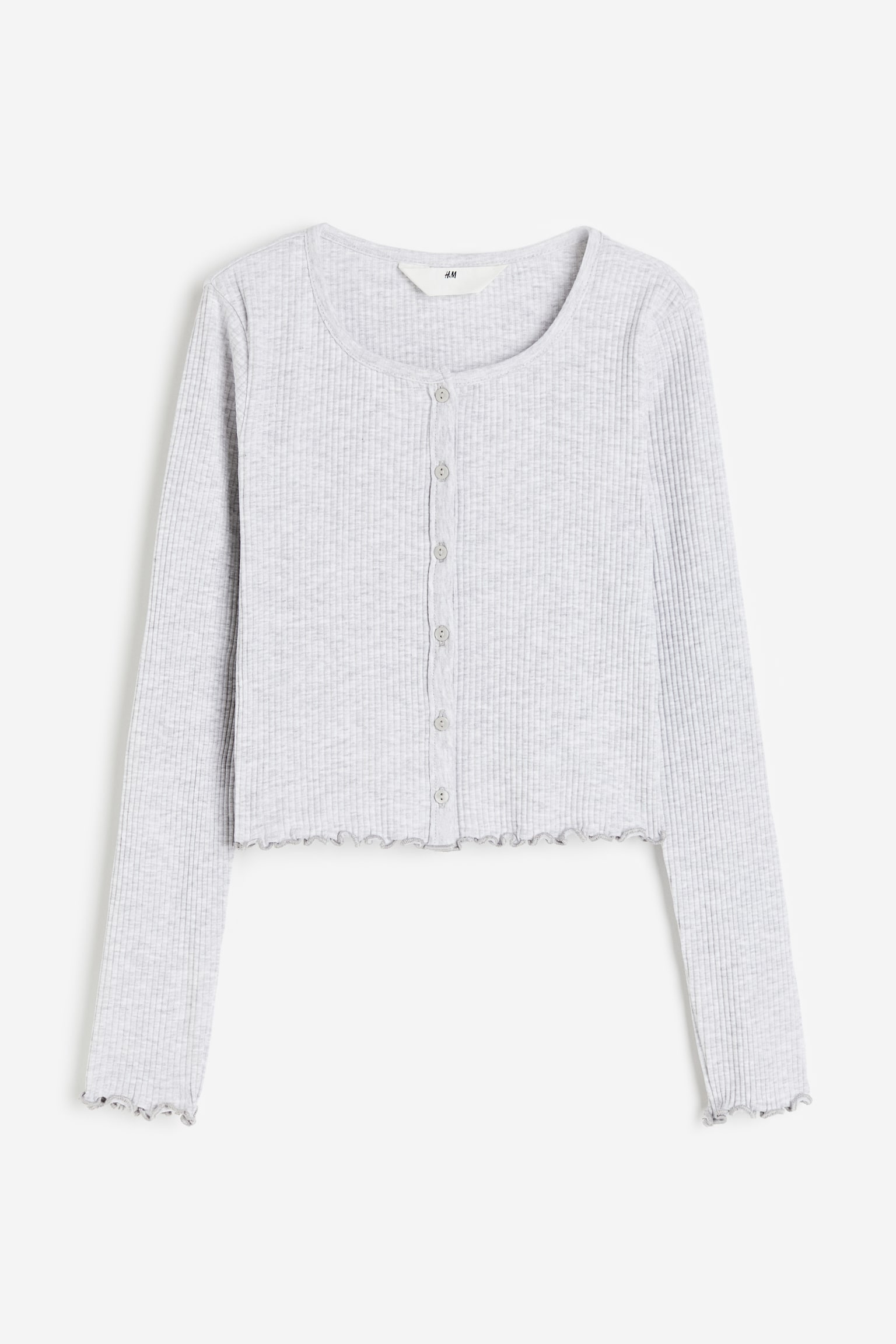 Rib Jersey Cardigan - Light grey marle/Dusty pink - 1