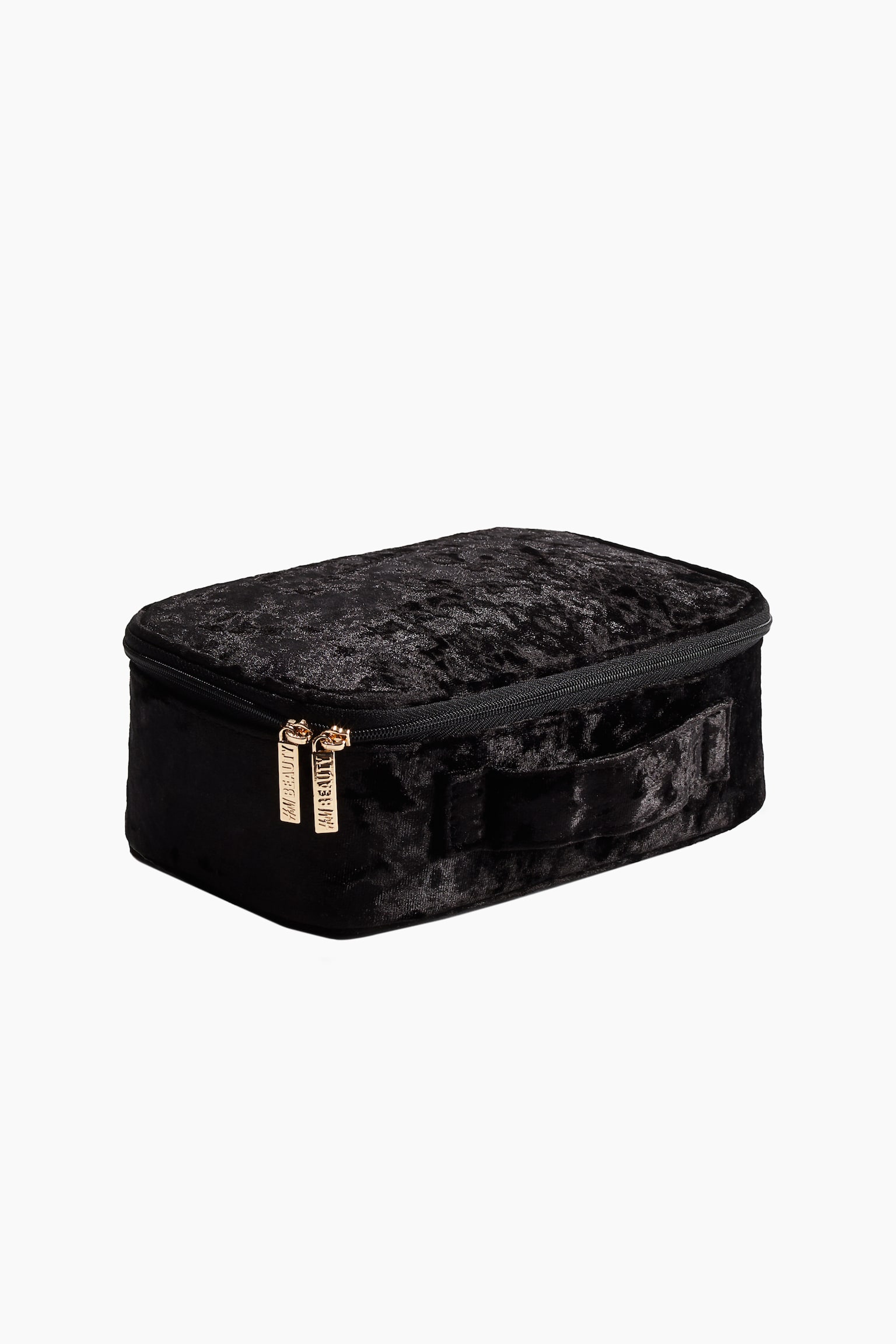 Crinkled velvet make-up bag - Black - 2