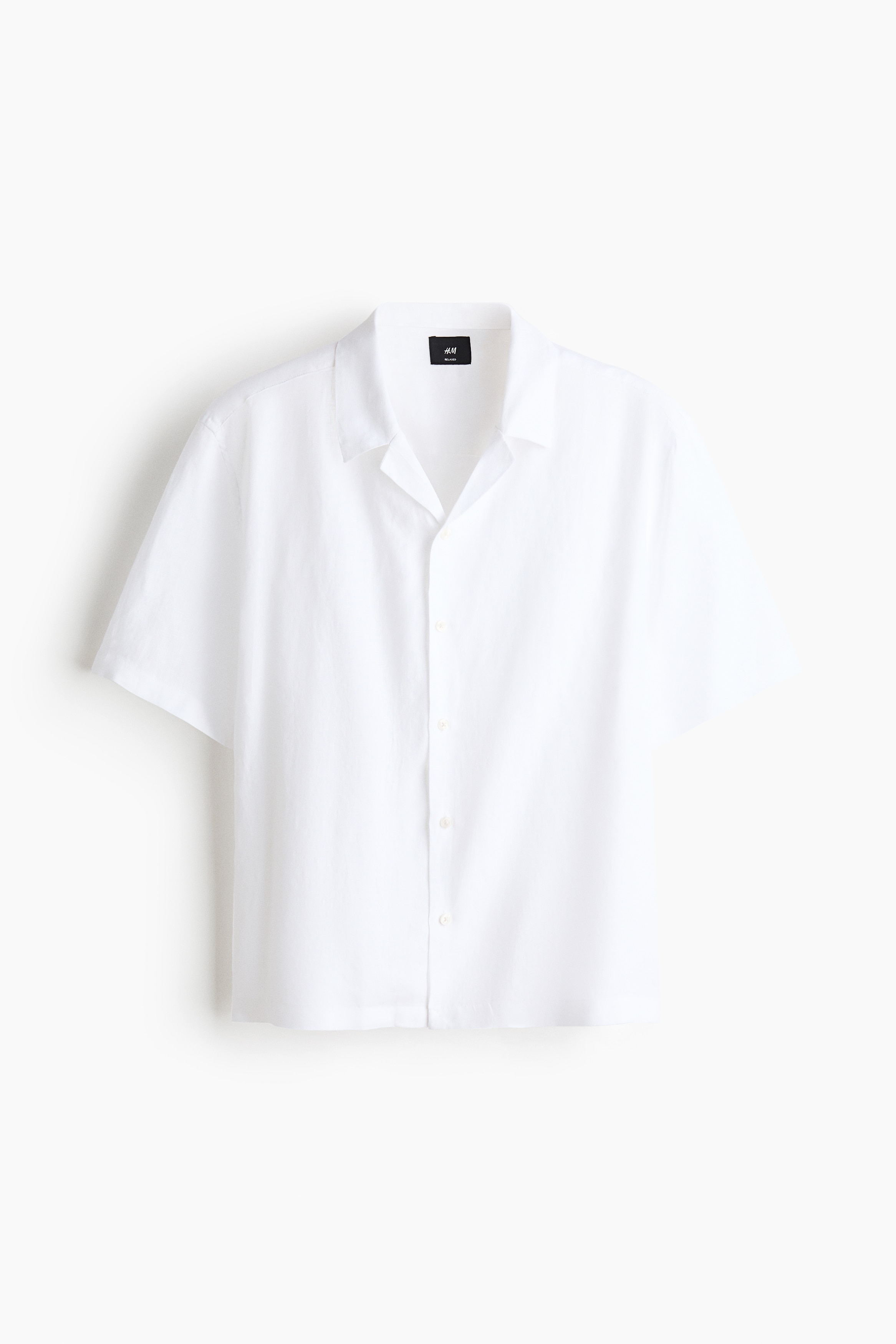 Relaxed Fit Linen resort shirt - White/Light beige/Navy blue