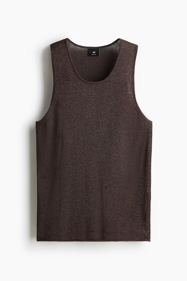 Camiseta sin mangas en punto vaporoso Regular Fit - Marrón oscuro - 1
