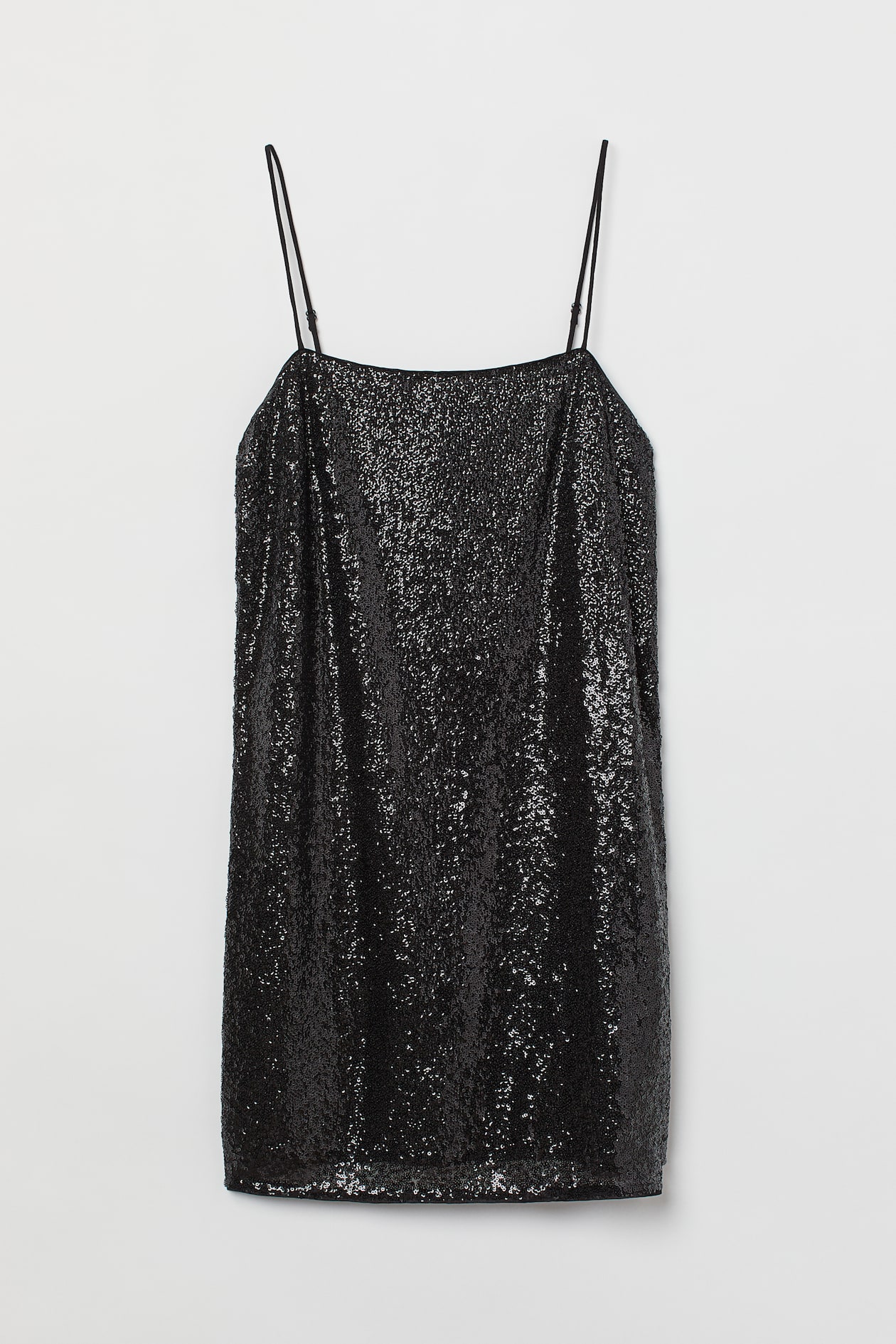 Sequined Dress - Square Neckline - Sleeveless - Black - Ladies | H&M CA