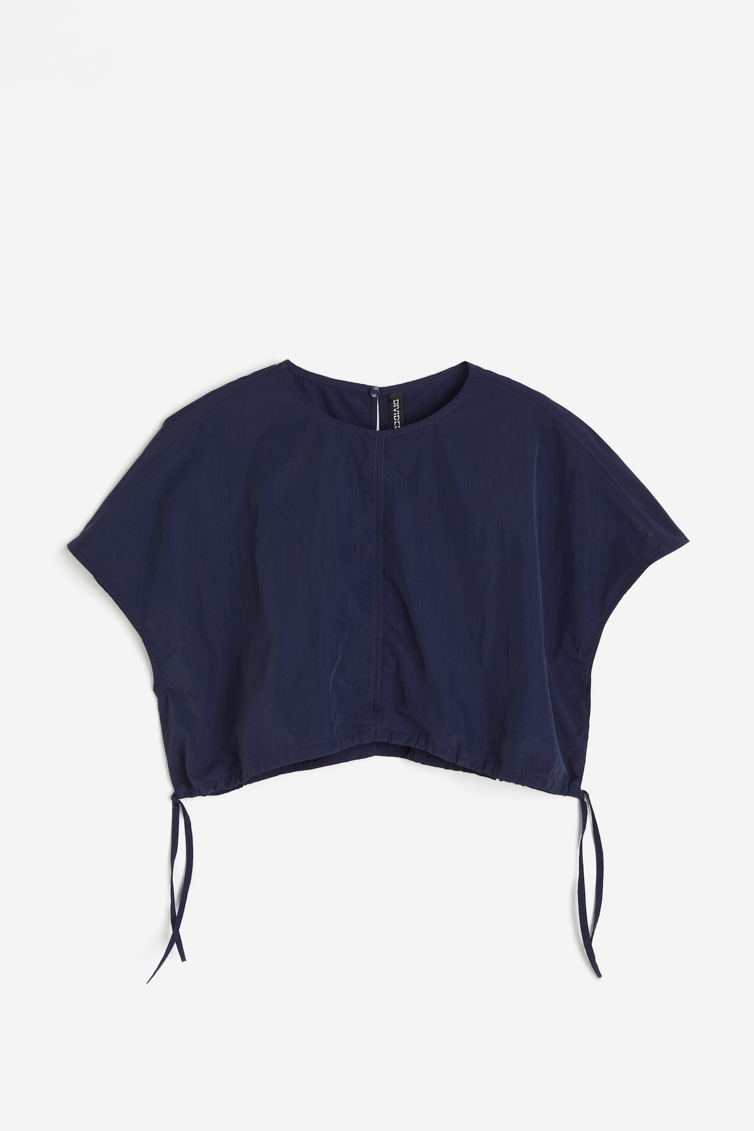 Drawstring-detail cropped top - Navy blue/White - 1