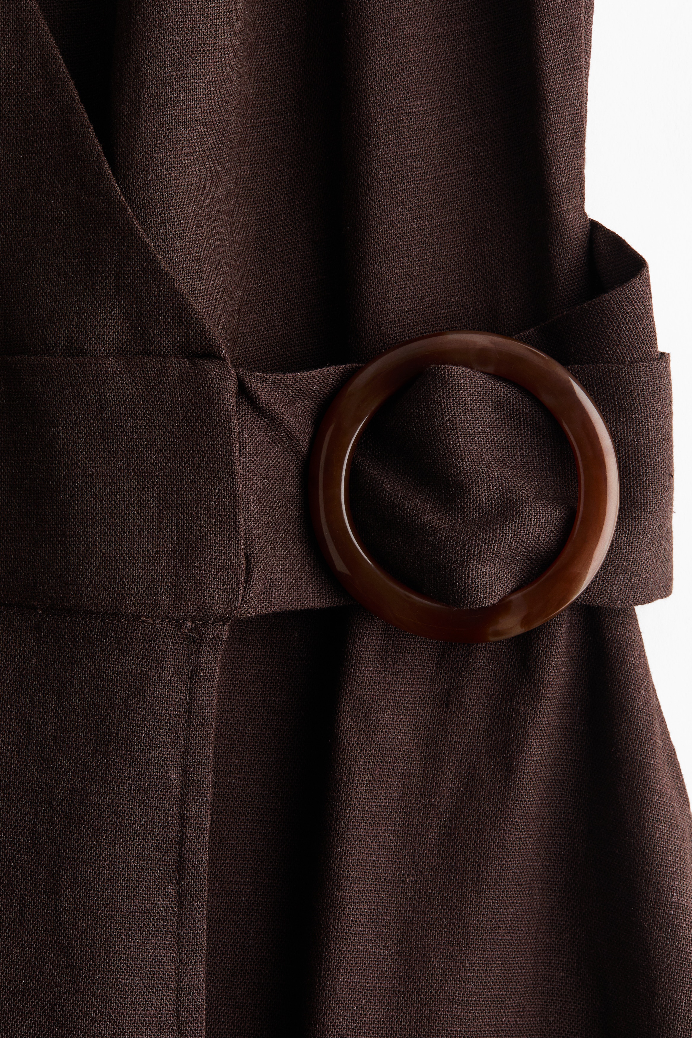 h&m linen wrap dress Women's Black Linen-Blend Wrap Dress