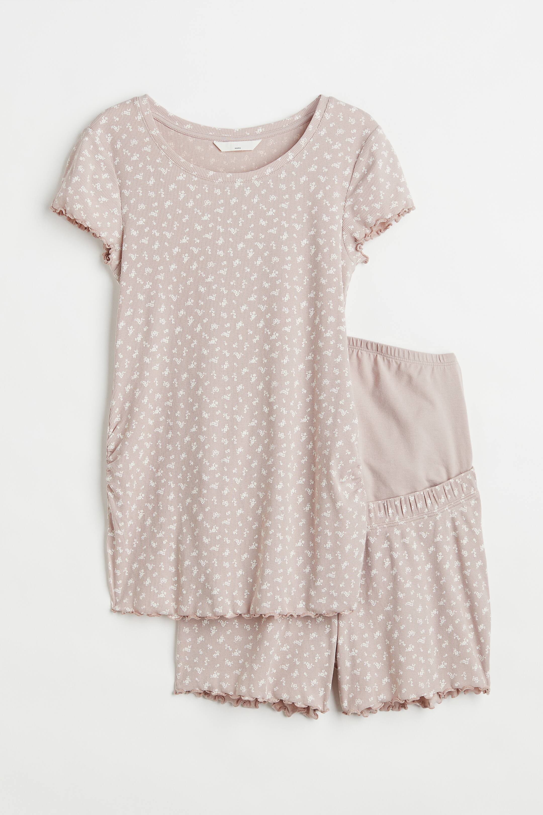 View larger image: MAMA Ribbed Pajamas - Light pink/small flowers - Ladies | H&M PH 1