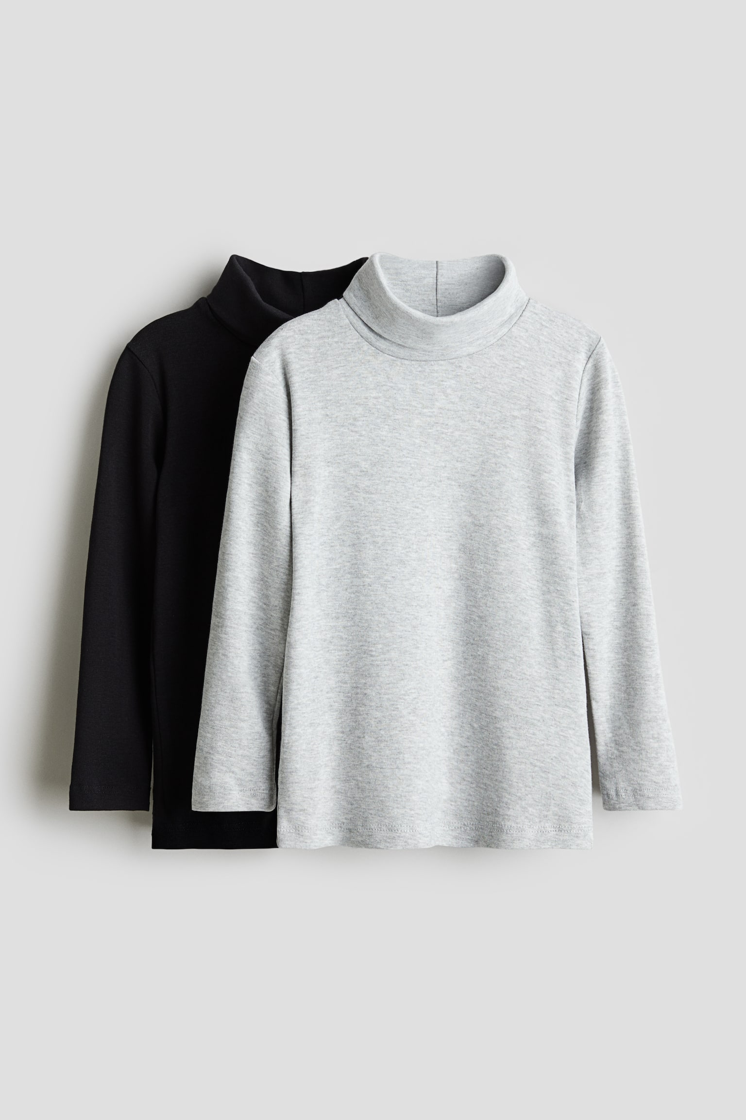 2-pack polo-neck tops - Black/Light grey marl/Dark red/White/Dark blue/Natural white - 1