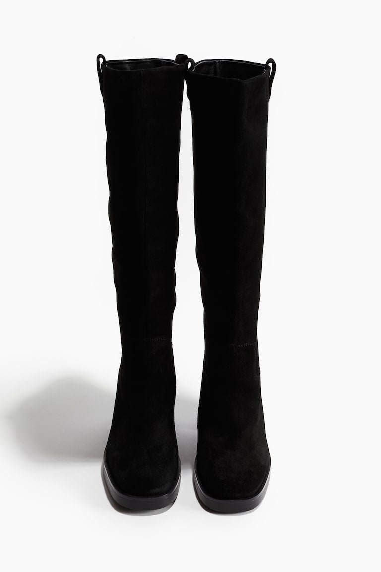 Knee-high suede boots Black Ladies H&M GB