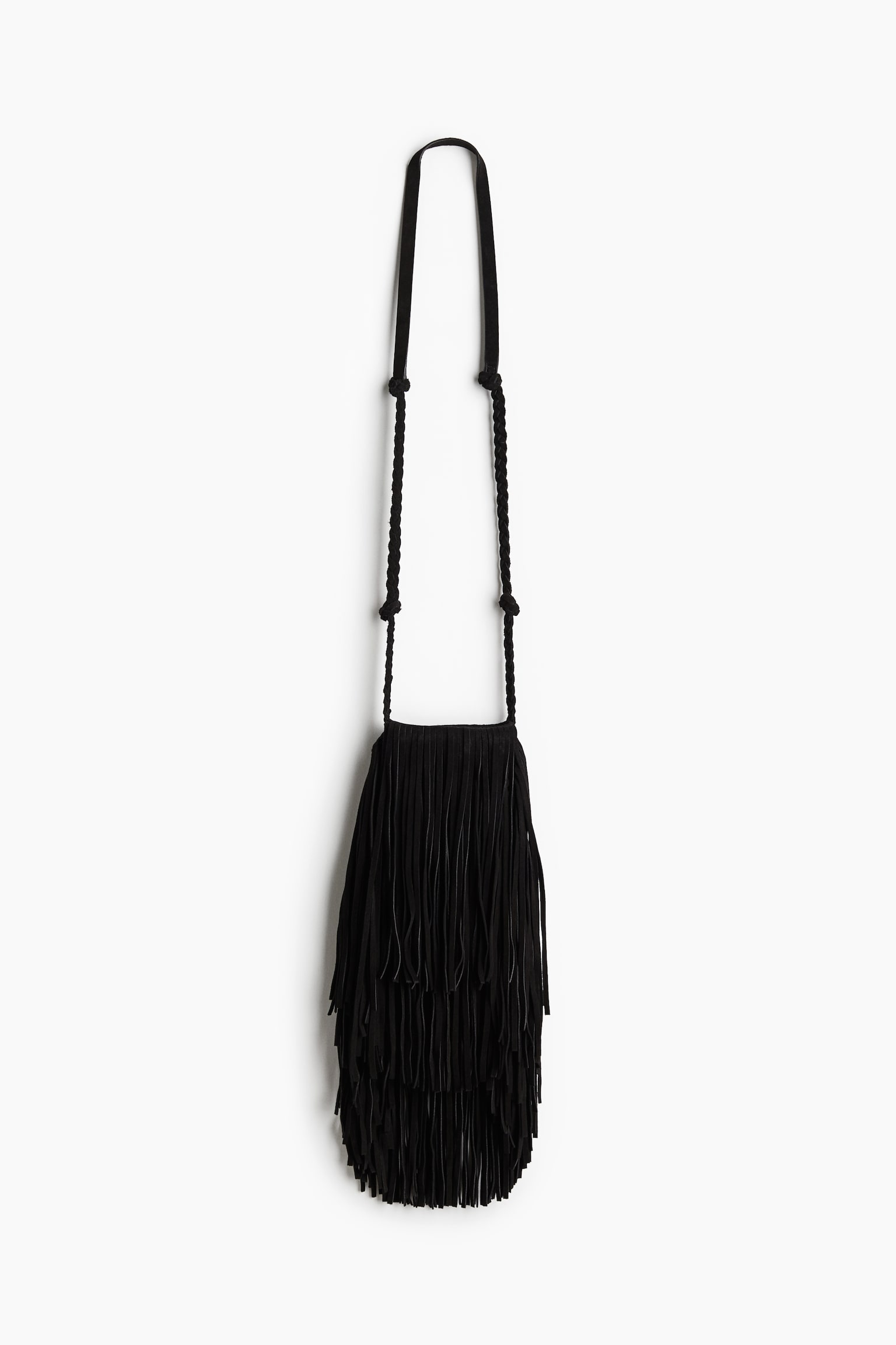 Fringe Suede Phone Bag - Black - 1