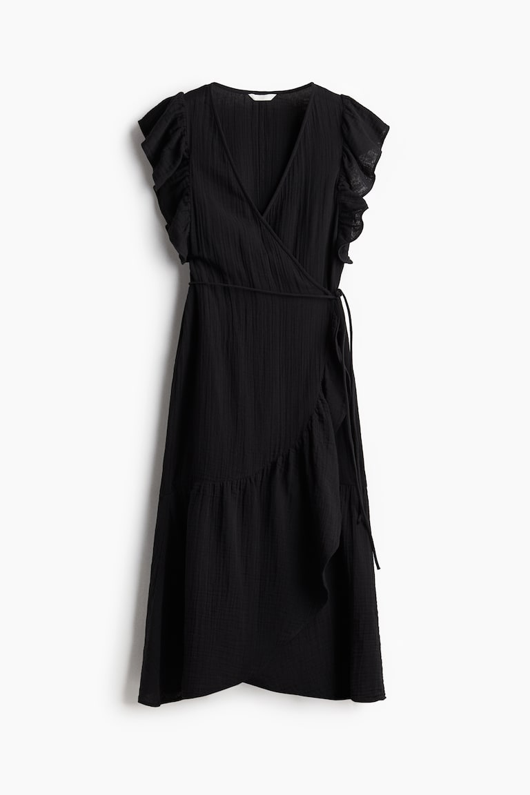 funeral dresses Black Slinky V Neck Wrap Midi Dress – AX Paris main image 0