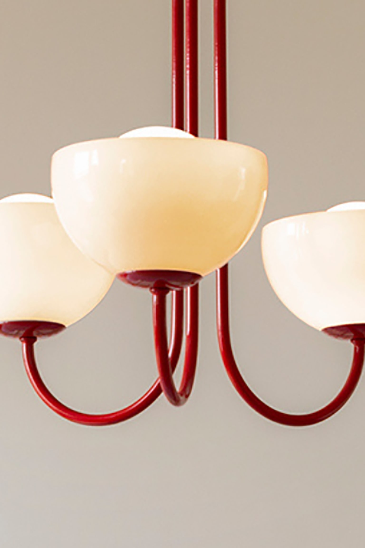 Glass Bowl Ceiling Light - Red/Gold - 8