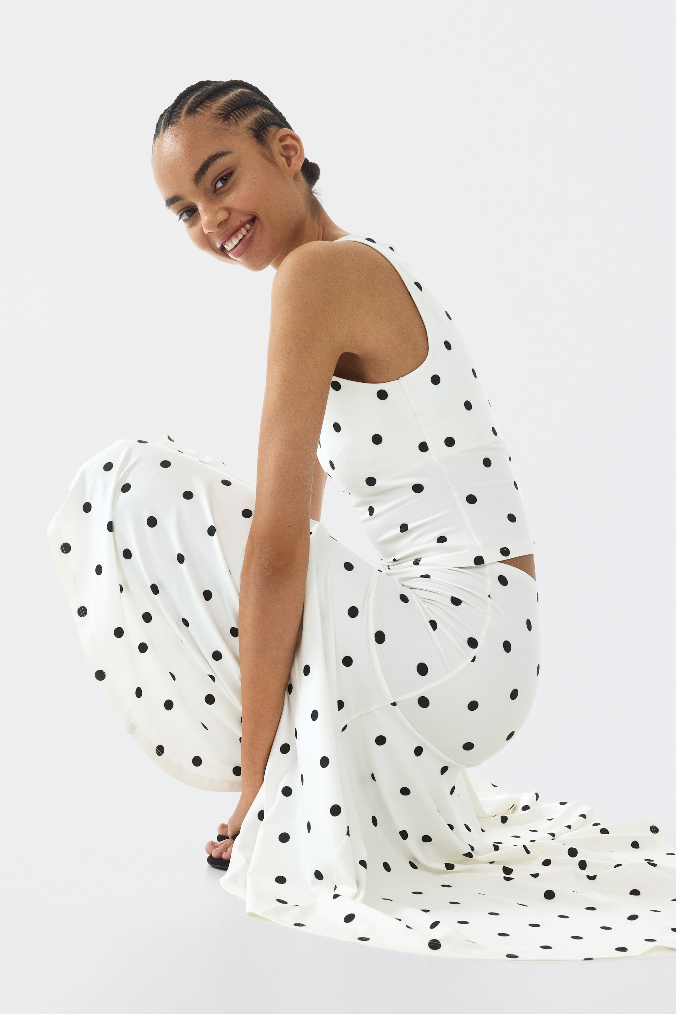 View larger image: Jersey midi skirt - Cream/Spotted - Ladies | H&M IN 1