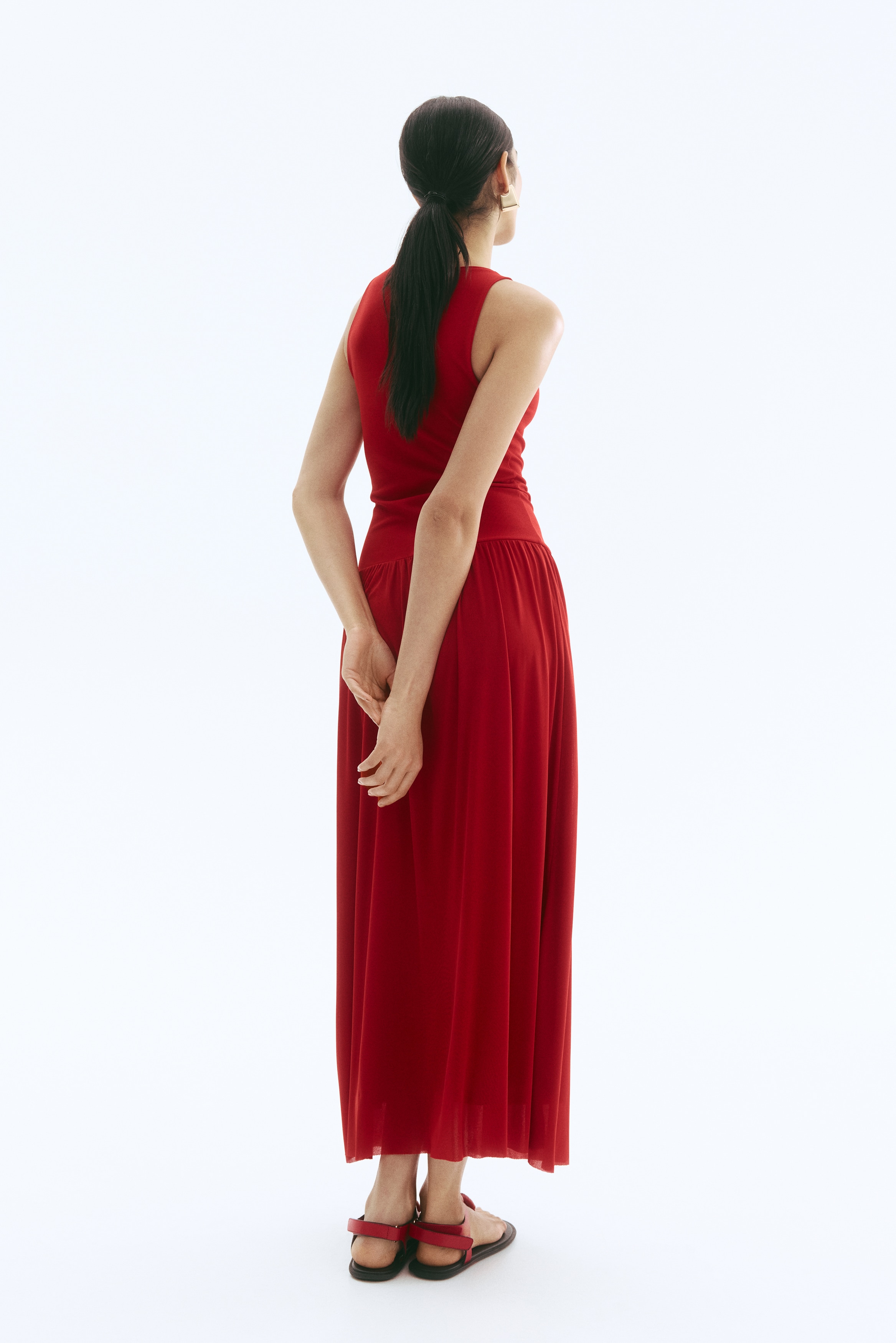 open lace back dress NWOT H&M L.O.G.G. Red Dress-Size 6 – Second Bite main image 1