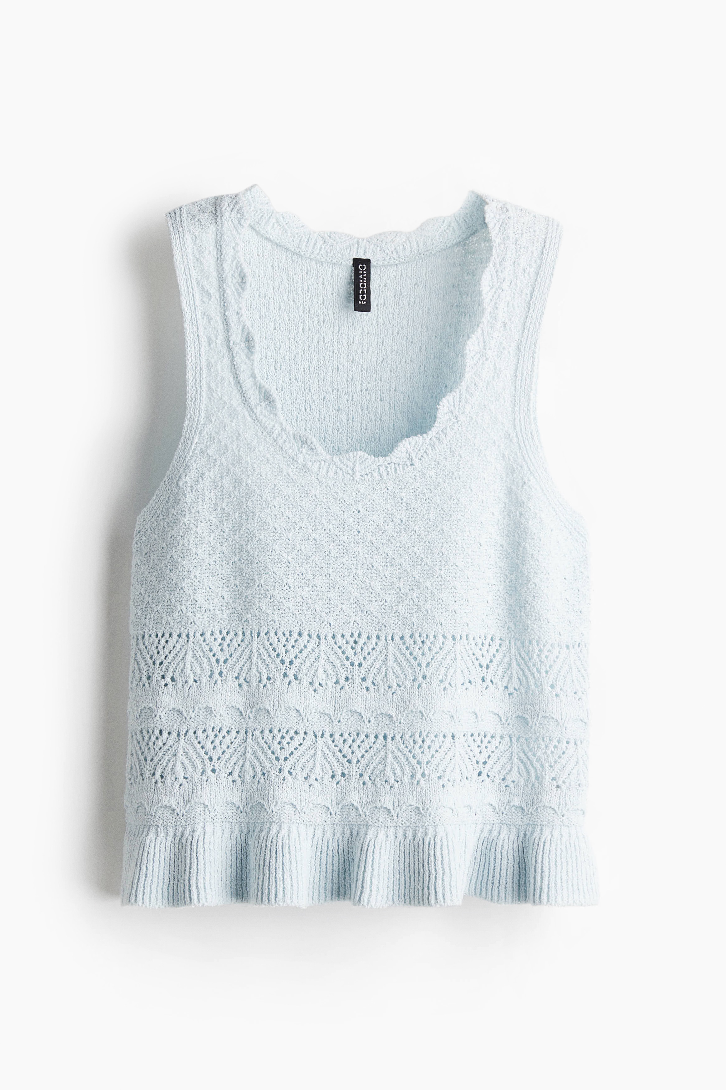 Tanktop im Häkellook - Hellblau/Schwarz