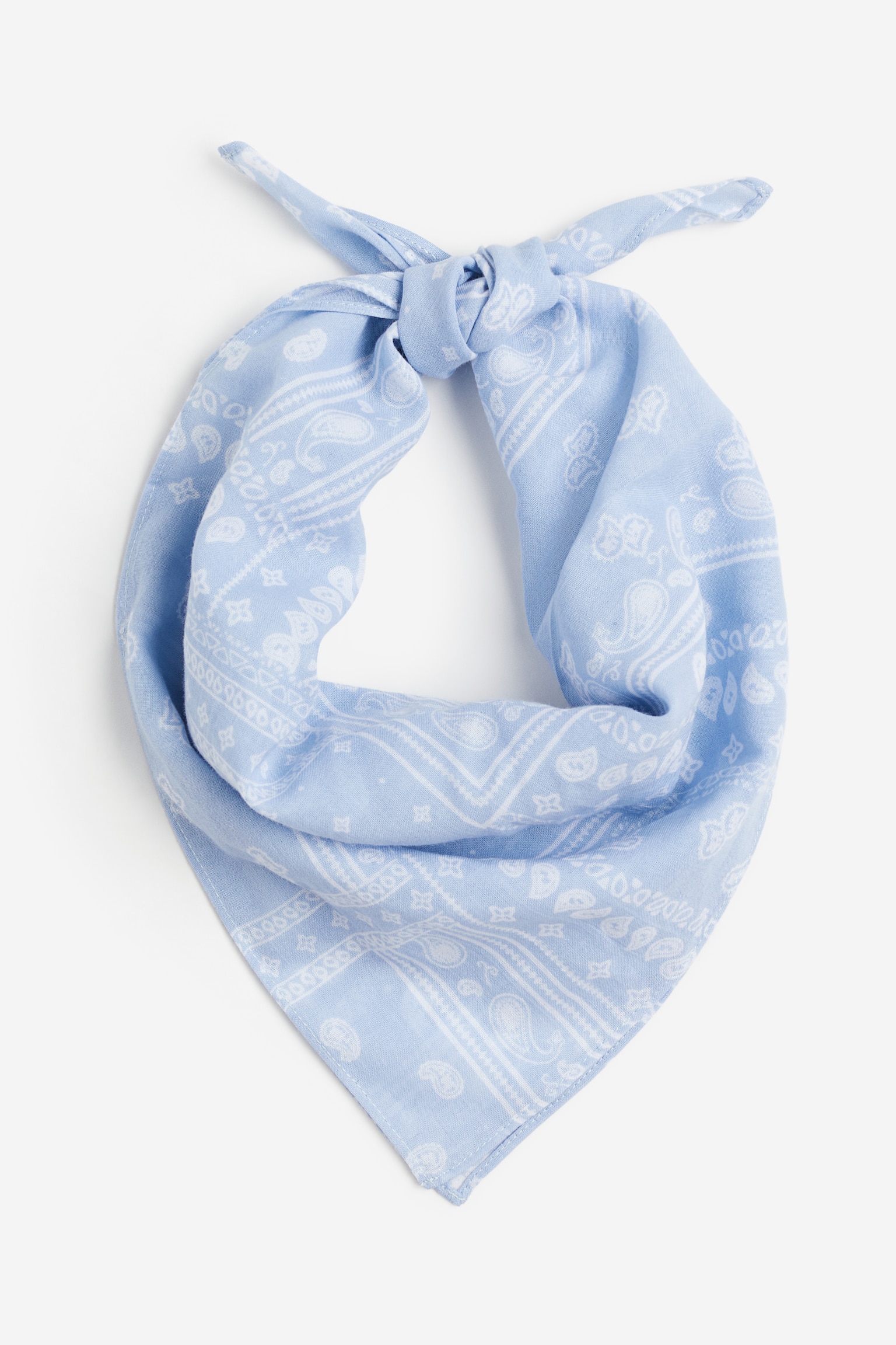 Patterned cotton scarf - Light blue/Paisley-patterned - 1