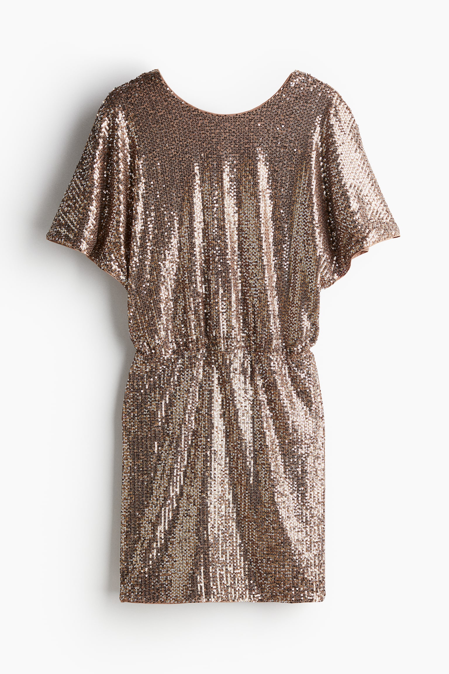 Sequined deep-back dress - Light brown - 2