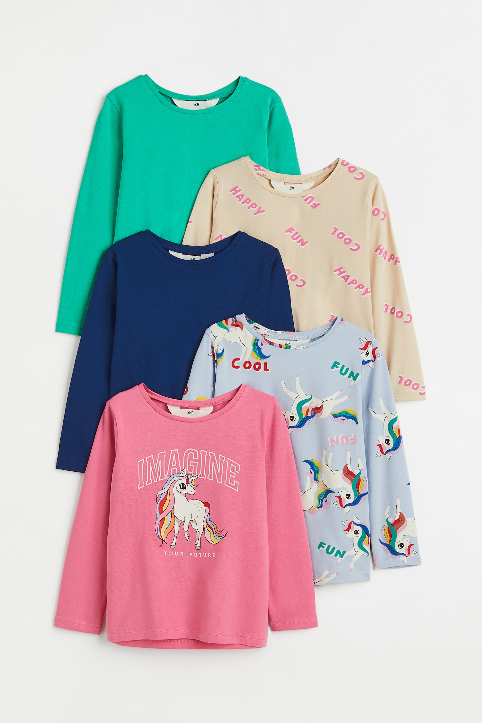 Maglie in jersey, 5 pz - Blu scuro/rosa