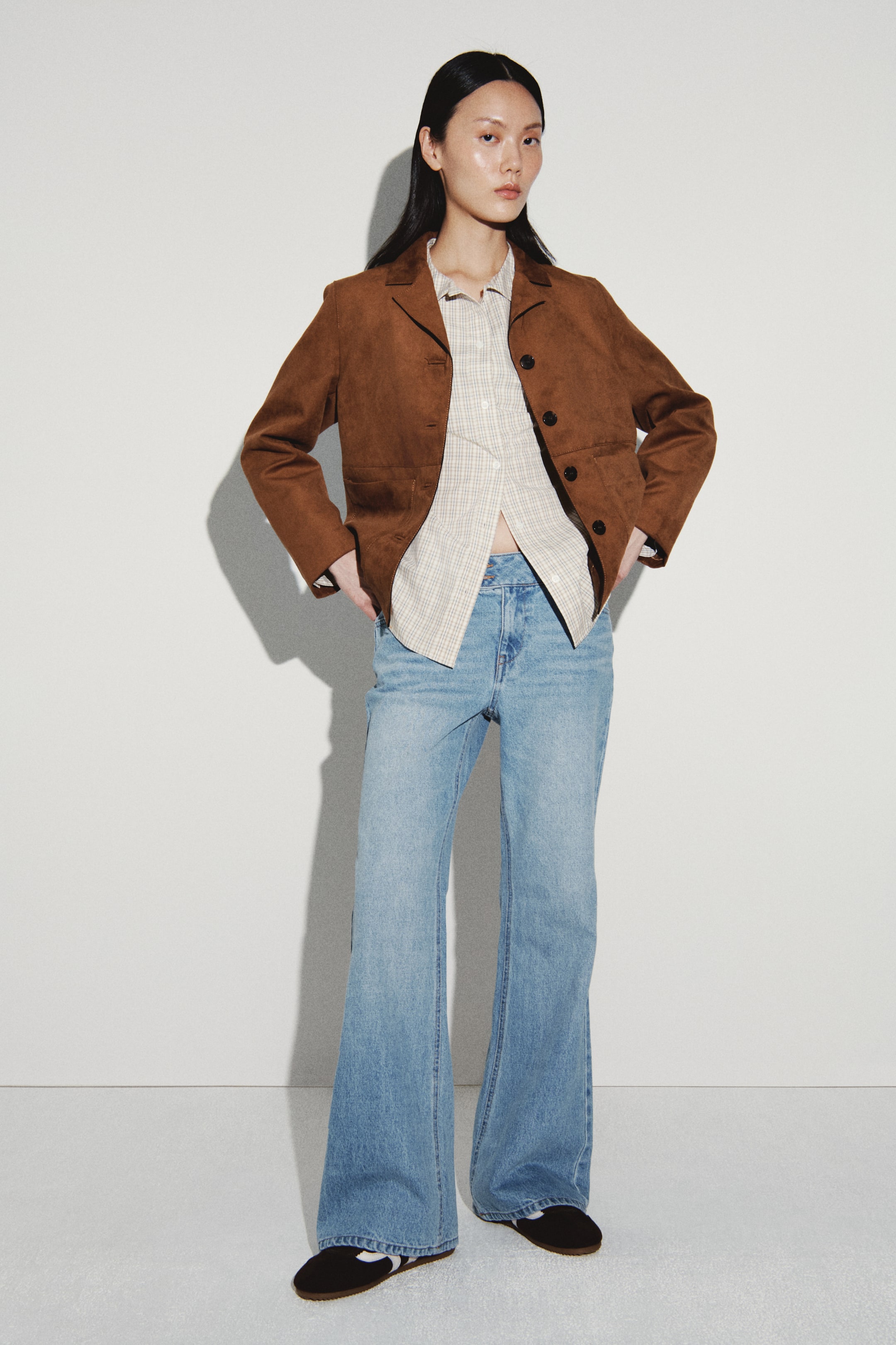 이미지 확대 보기: 코튼 포플린 셔츠 - 베이지/체크 - 여성 | H&M KR 2