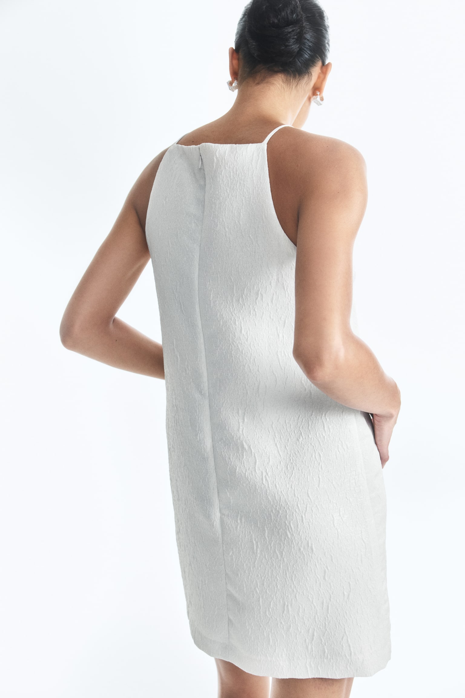 Textured Mini Dress - Pale grey/Light beige - 3