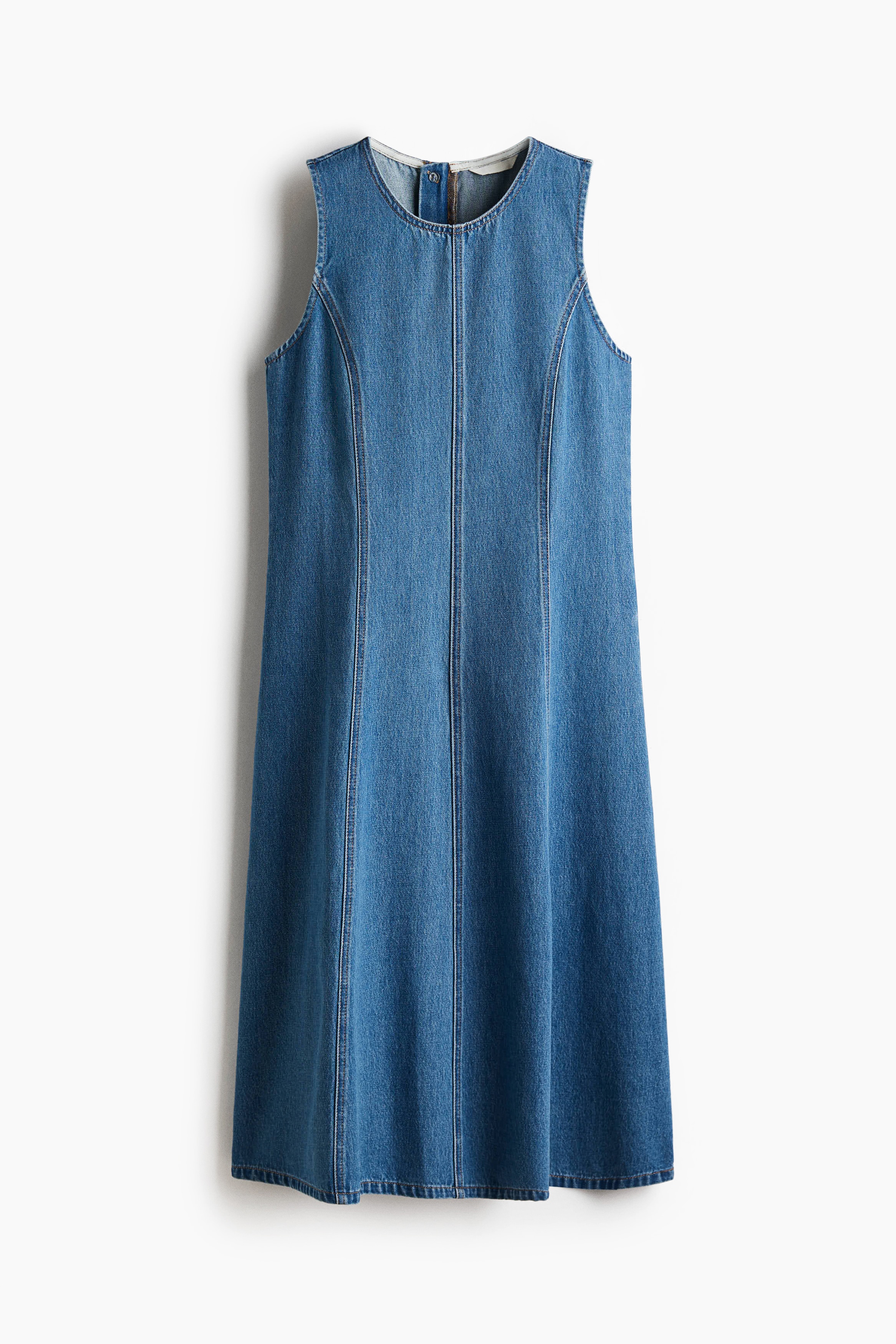 Sleeveless Denim Dress - Denim blue