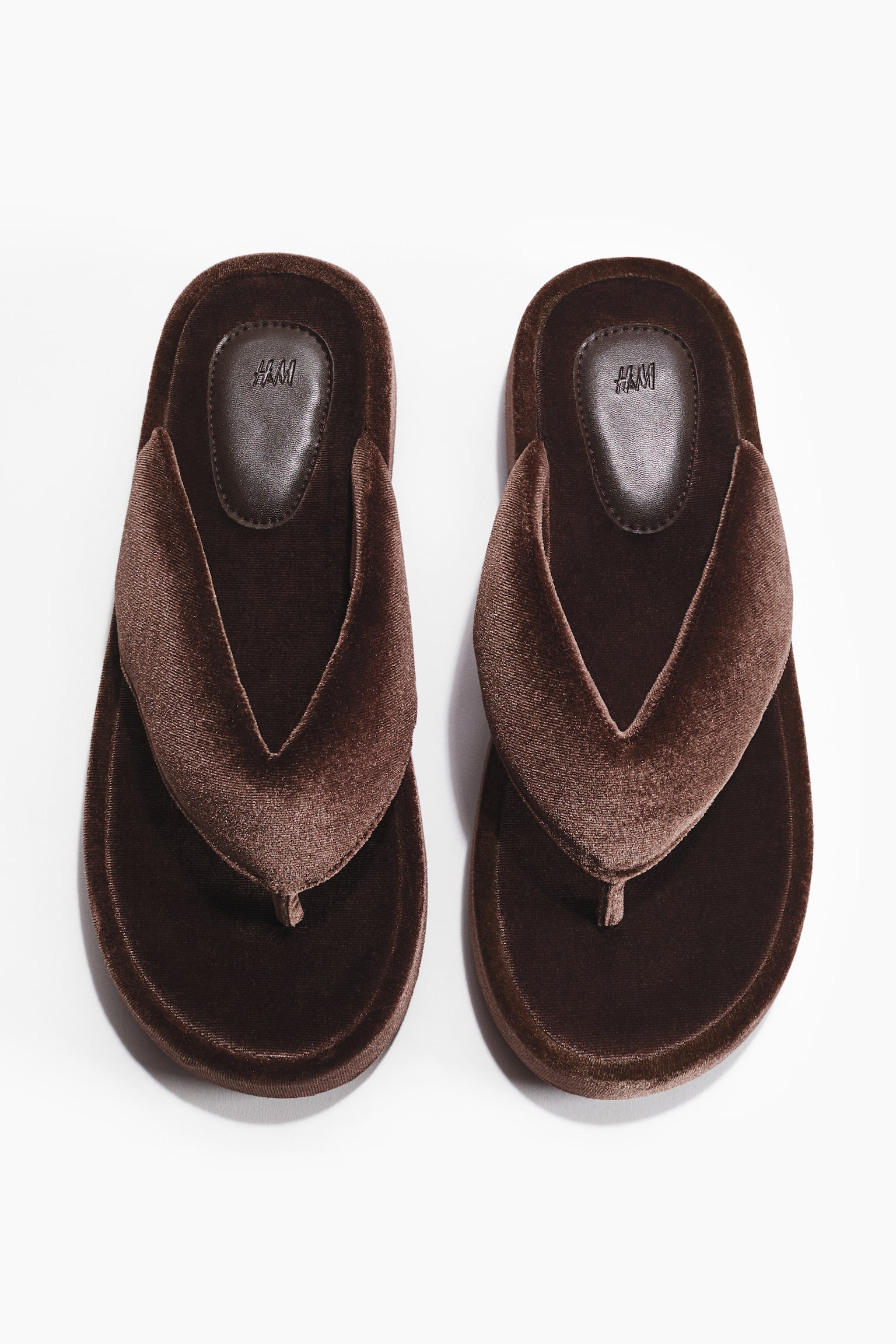 Velour flip-flops - Dark brown