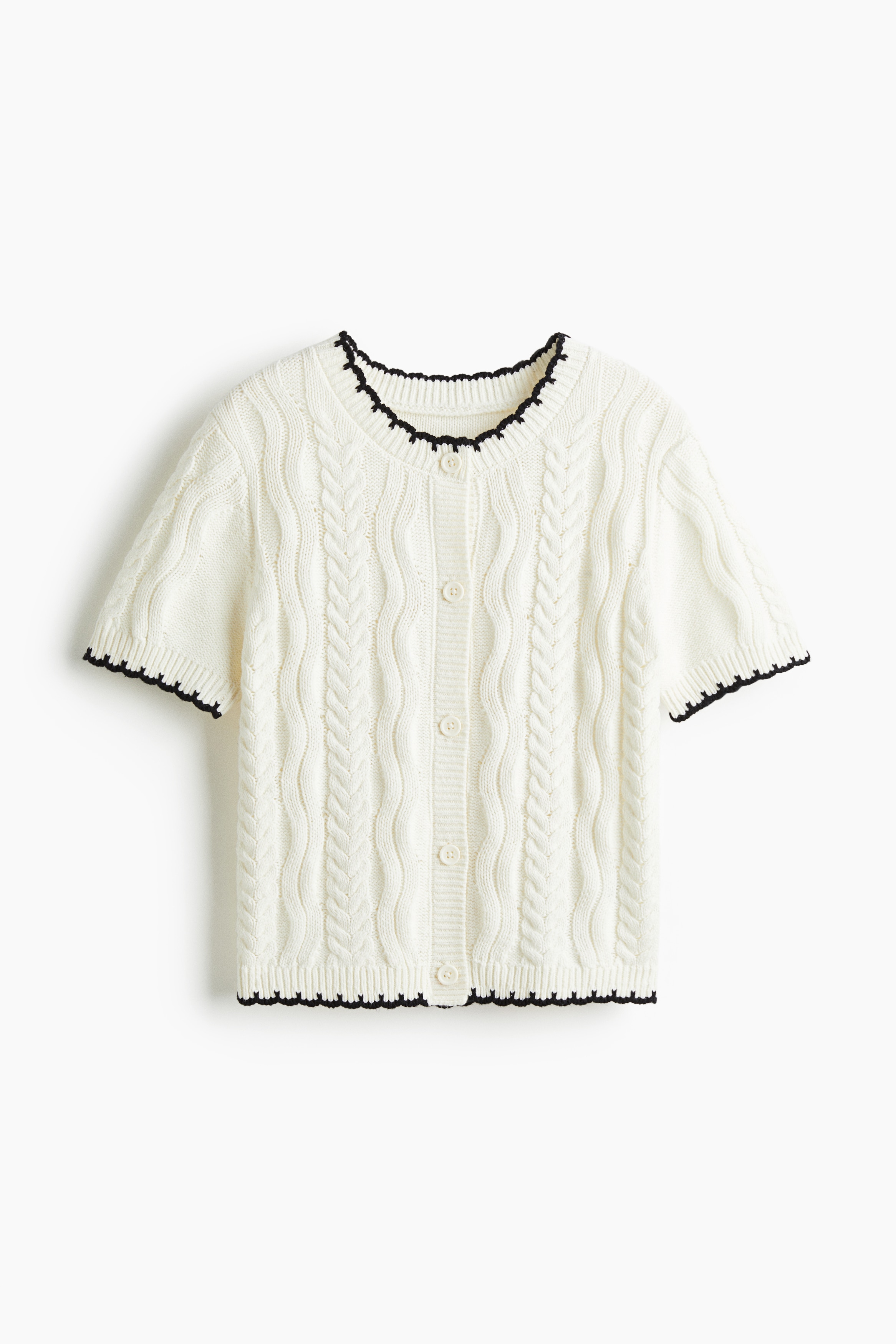 Cardigan in maglia a trecce - Bianco/Bordeaux