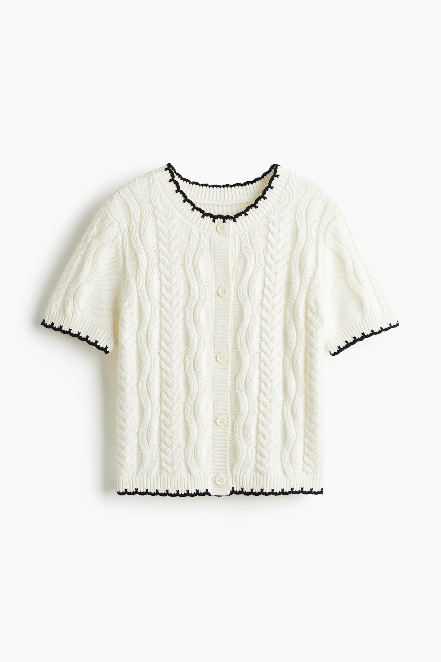 Женский кардиган H&M Cable-Knit, цвет: Белый — фото 1
