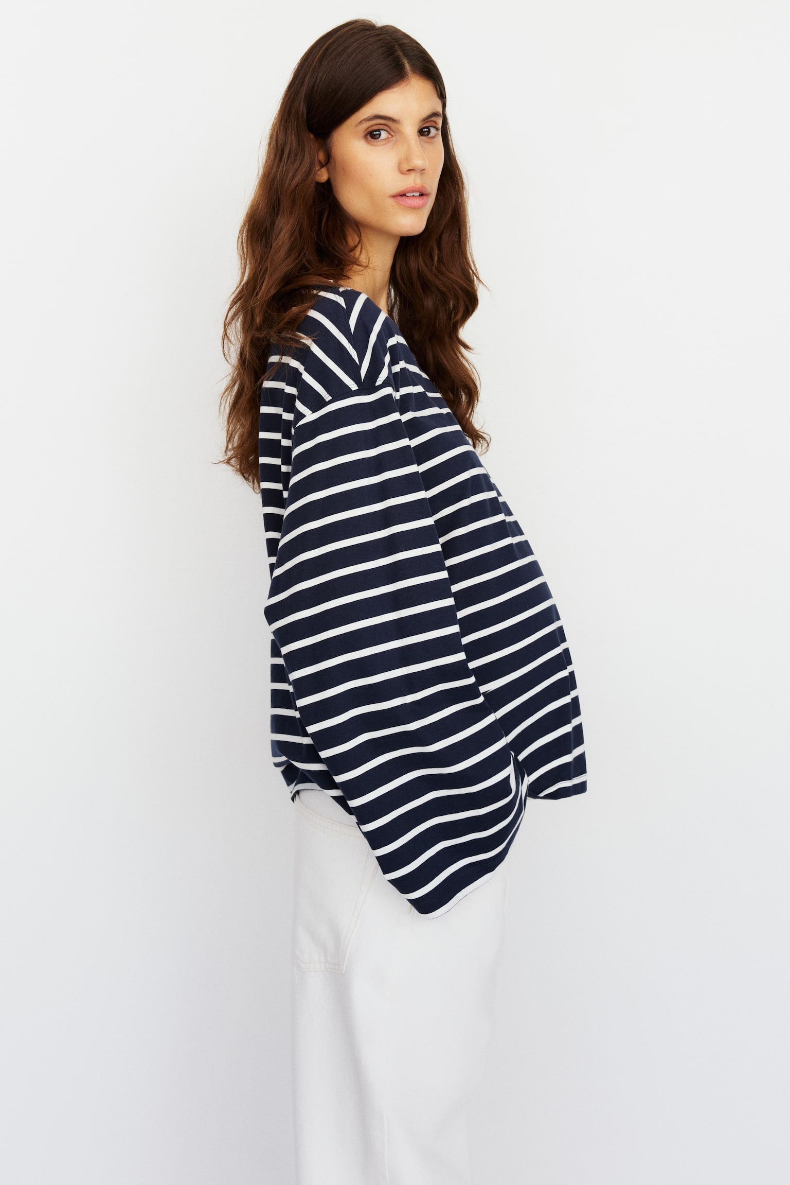 MAMA Before & After Jersey top - Navy blue/Striped/White/Navy blue striped/White/Burgundy striped - 1