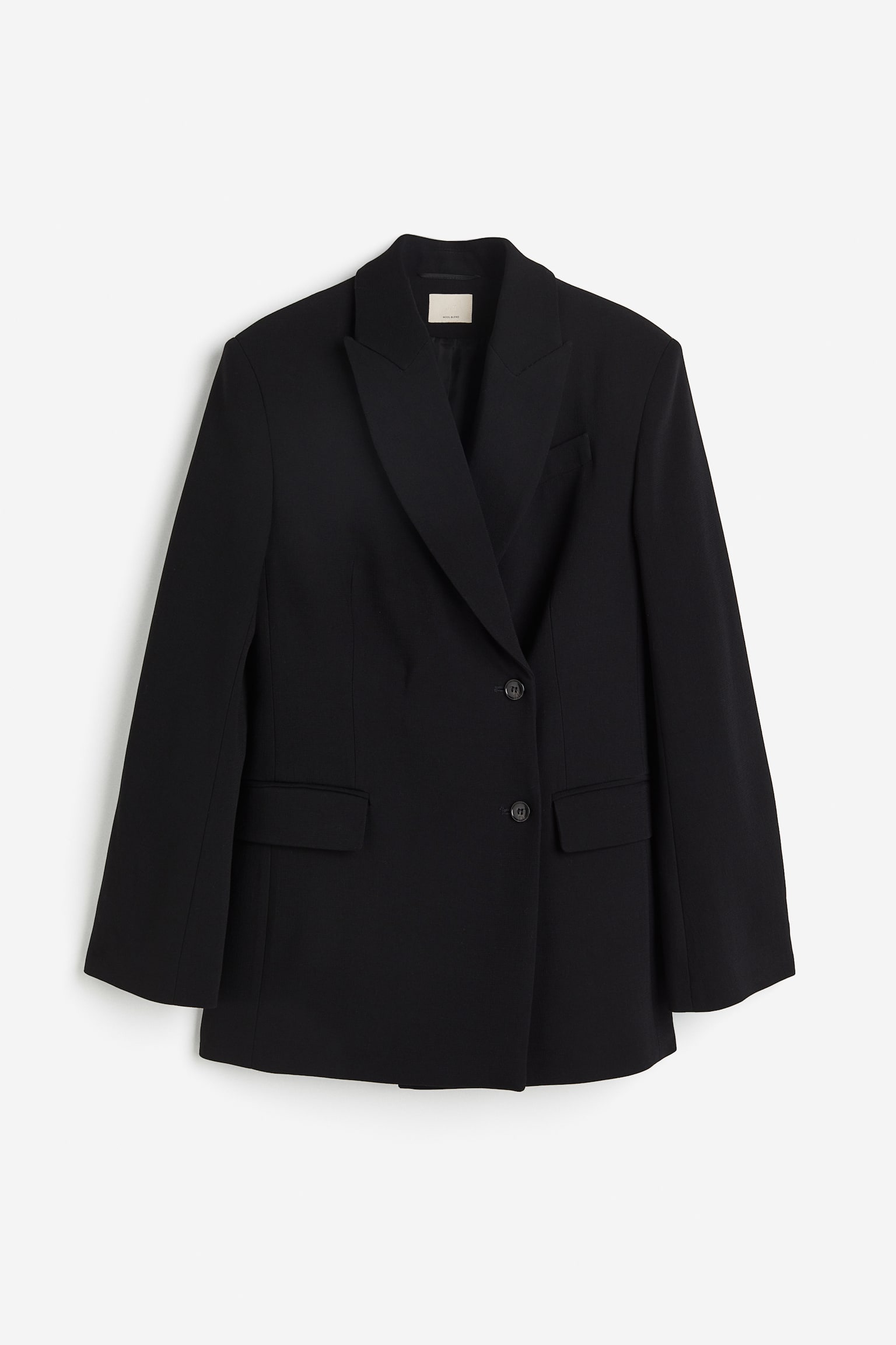 Wool-blend wrap blazer - Black - 1