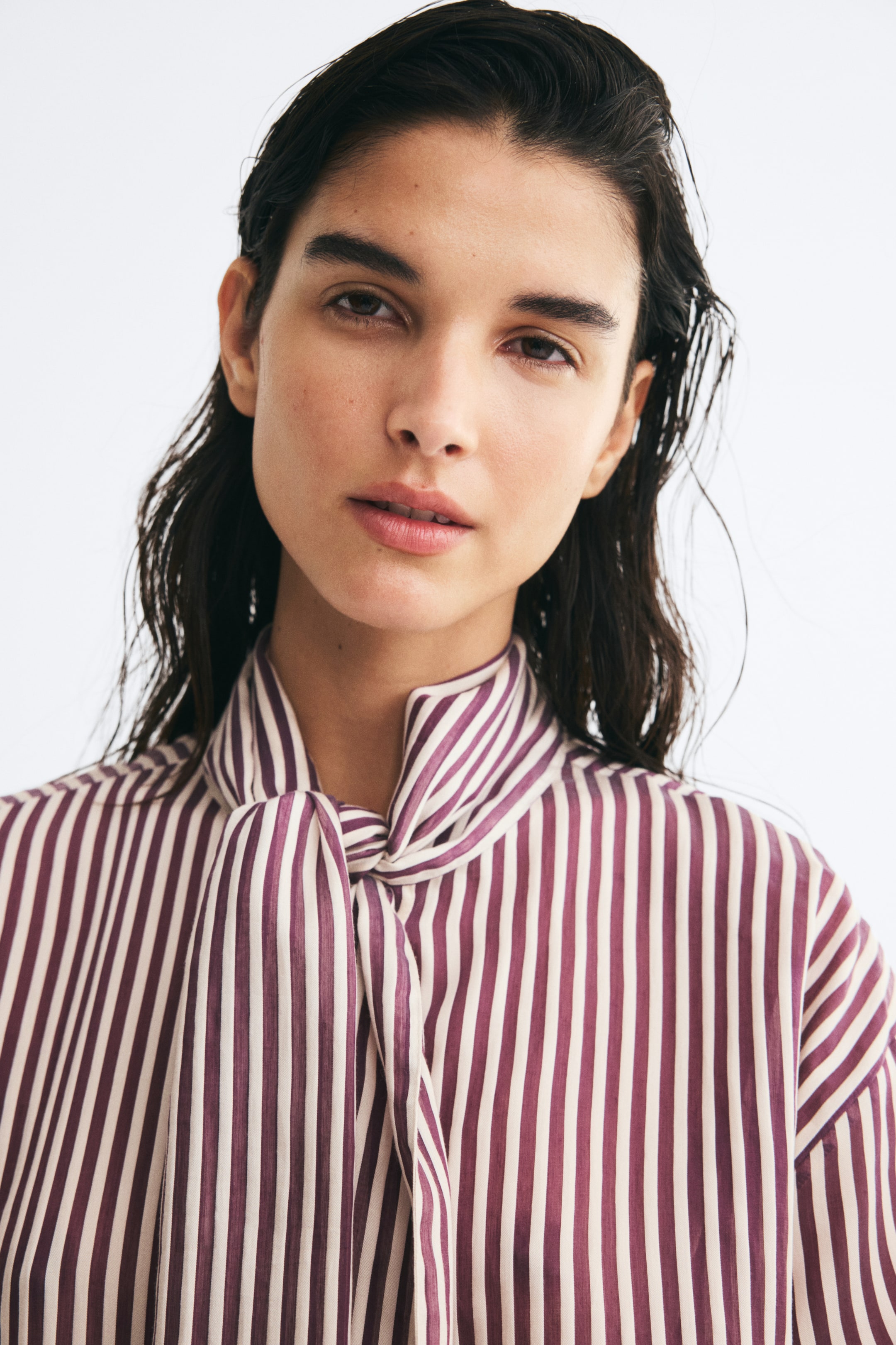 Oversized Scarf-Collar Shirt
