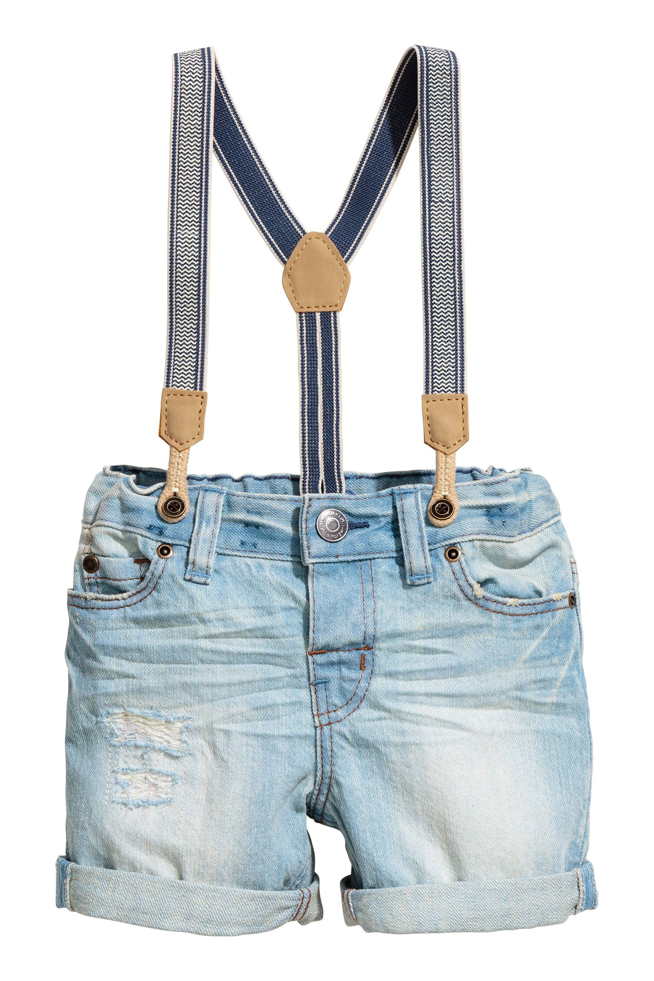 View larger image: Denim shorts with braces - Light denim blue - Kids | H&M GB 1
