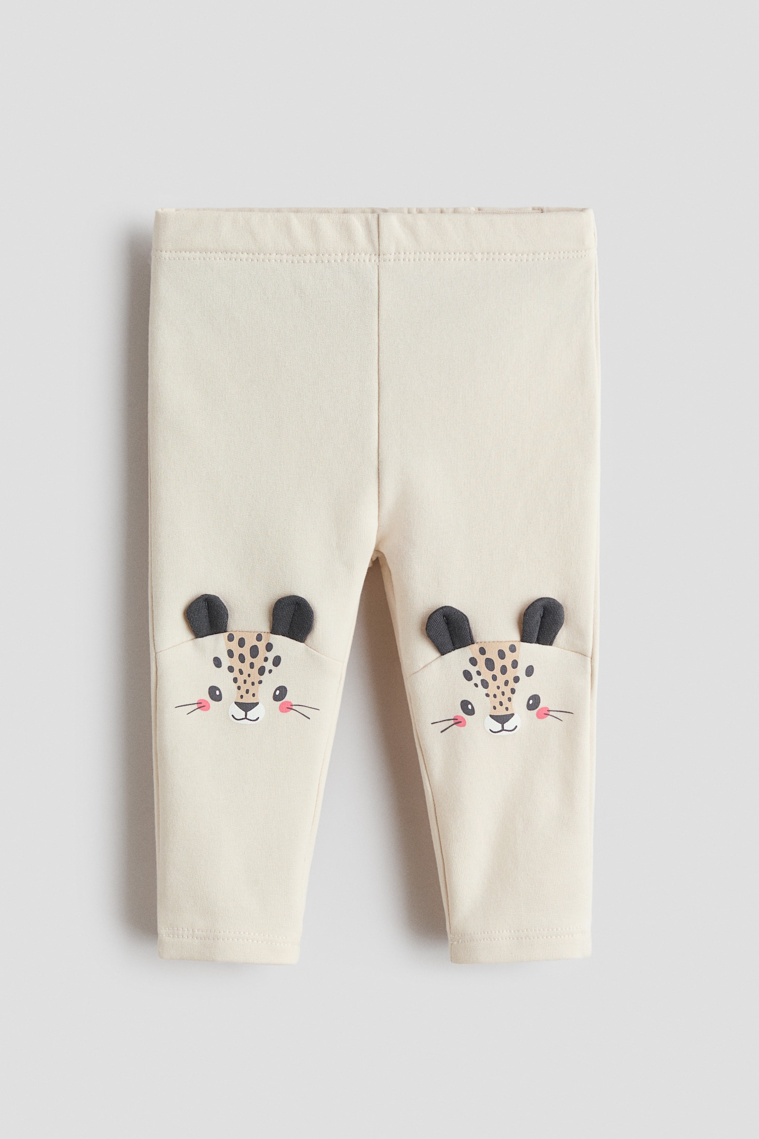 Brushed-inside leggings - Light beige/Leopards/Dark grey/Hearts