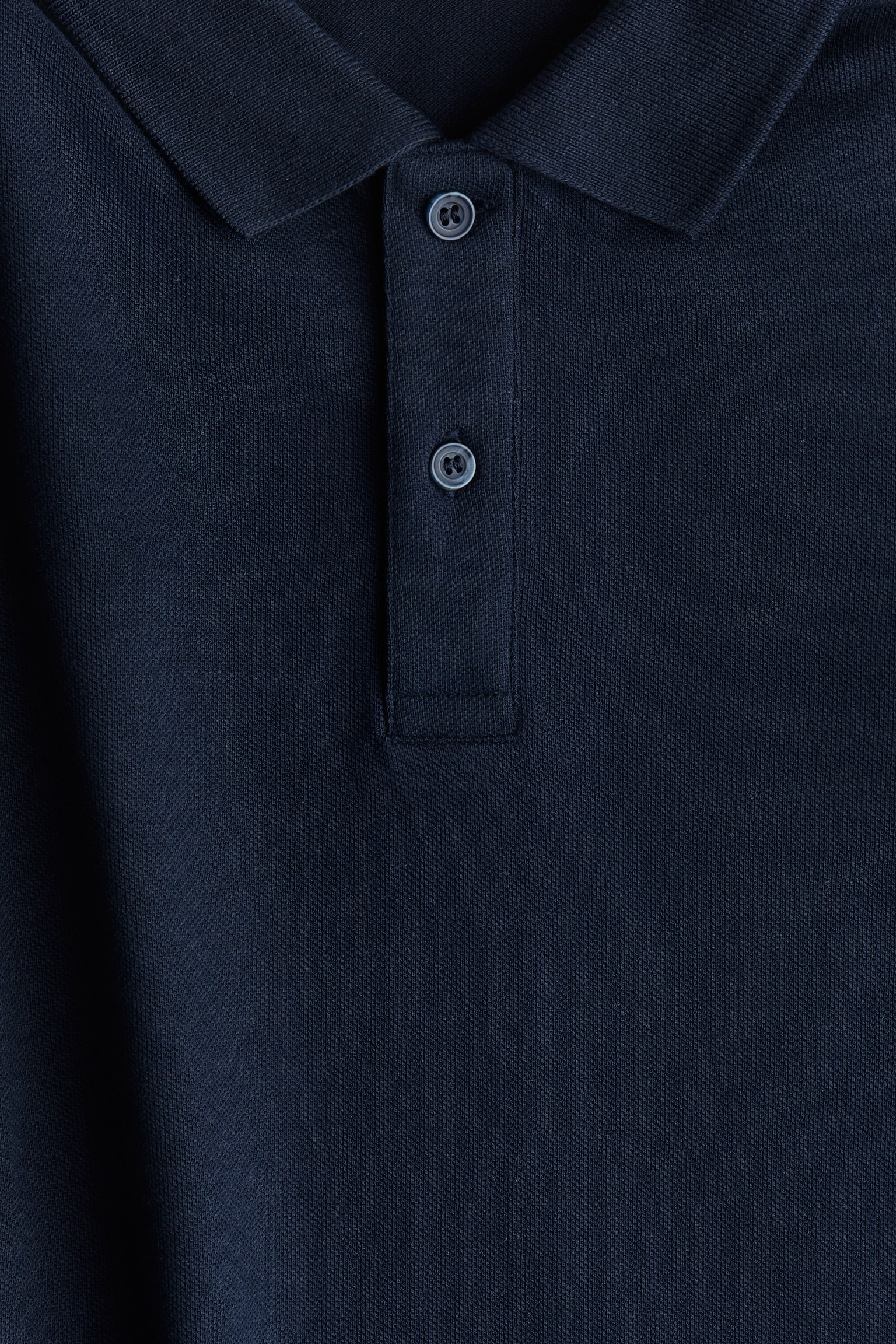 Cotton Piqué Polo Shirt - Navy blue/White/Black - 3