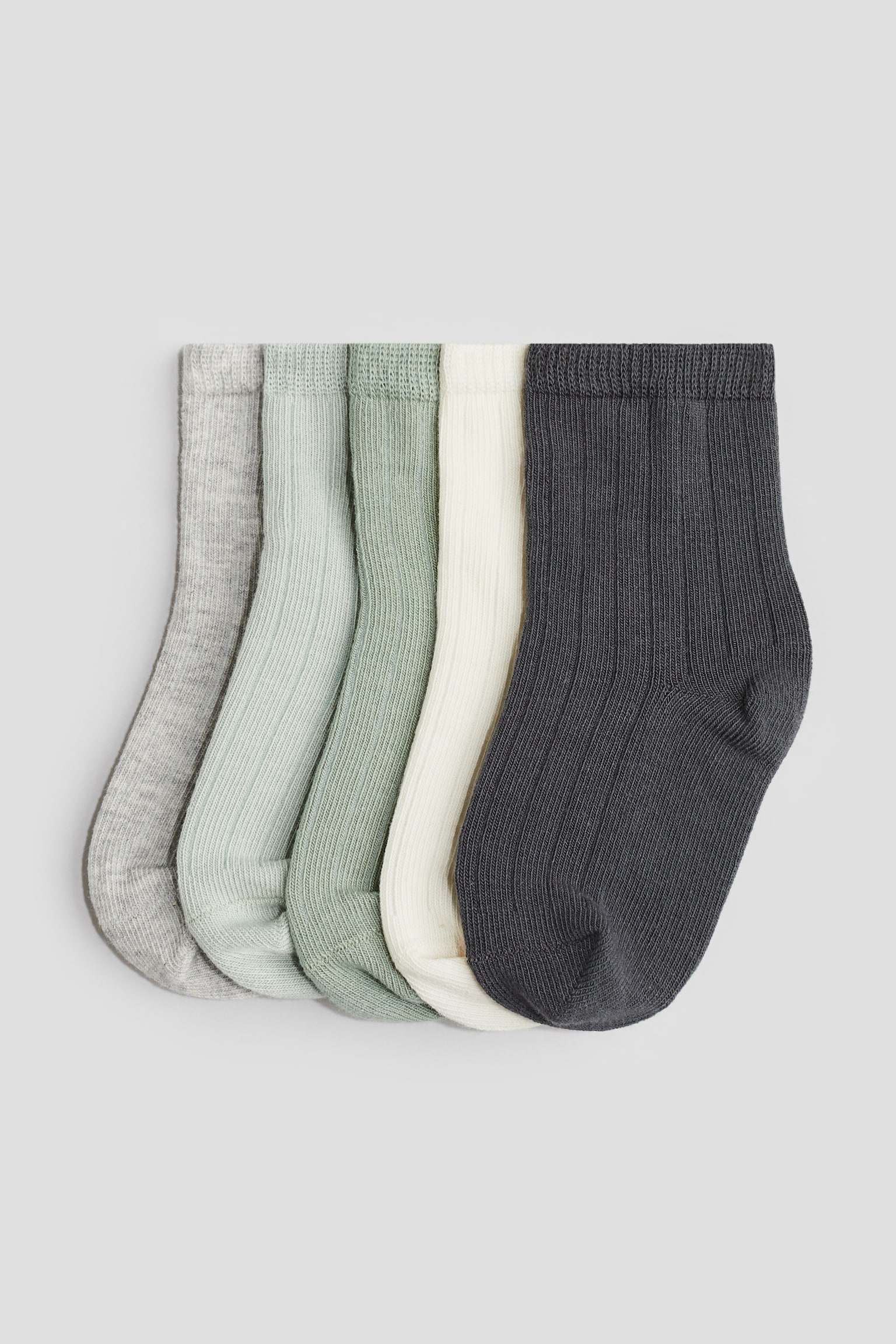 5-pack knitted socks - Dusty green/Dark grey/Beige/Grey/Khaki beige/Beige - 1