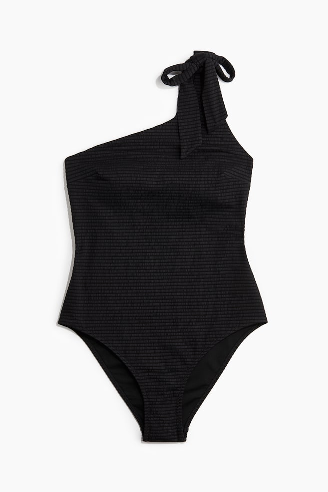Maillot de bain asymétrique paddé - Noir/Blanc - 1