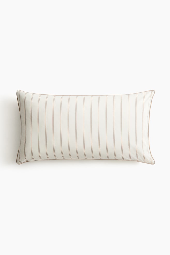 Cotton Sateen Pillowcase - Light taupe/striped/Cream/striped/Dusty yellow/striped - 1