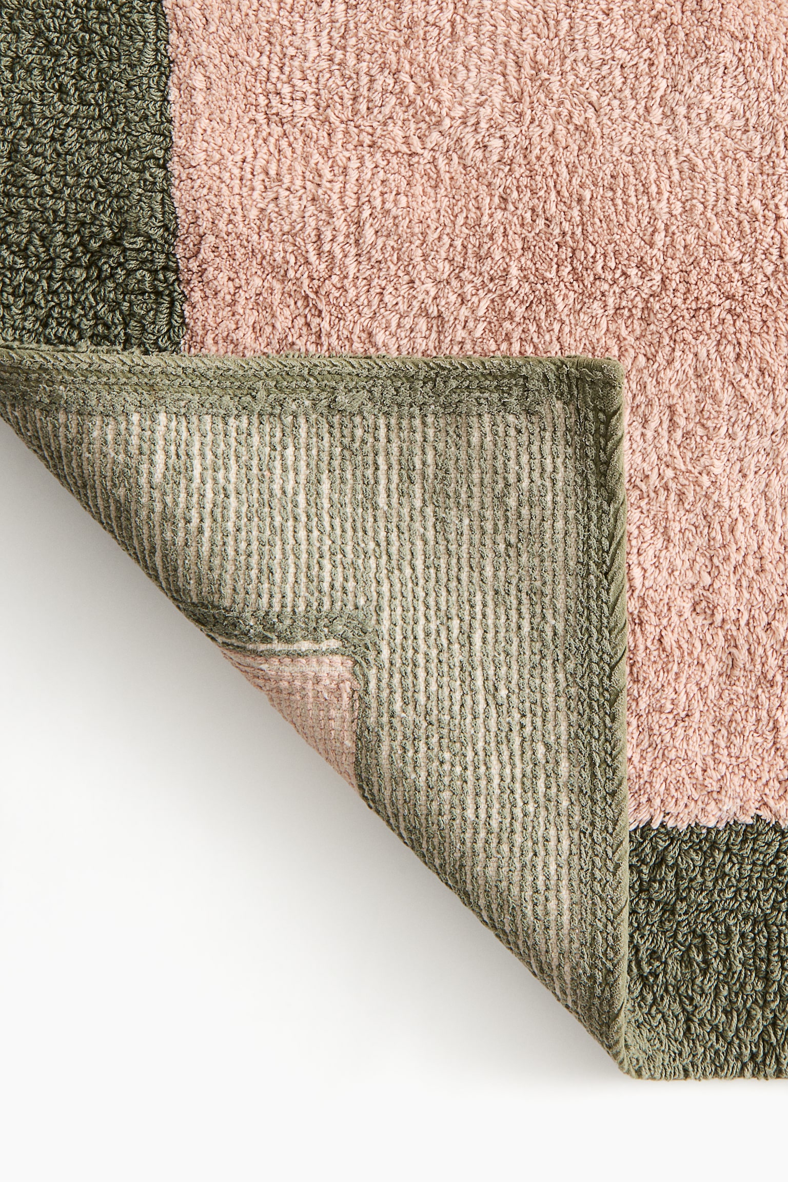 Tufted bath mat - Powder pink/Dark green/Light beige - 3