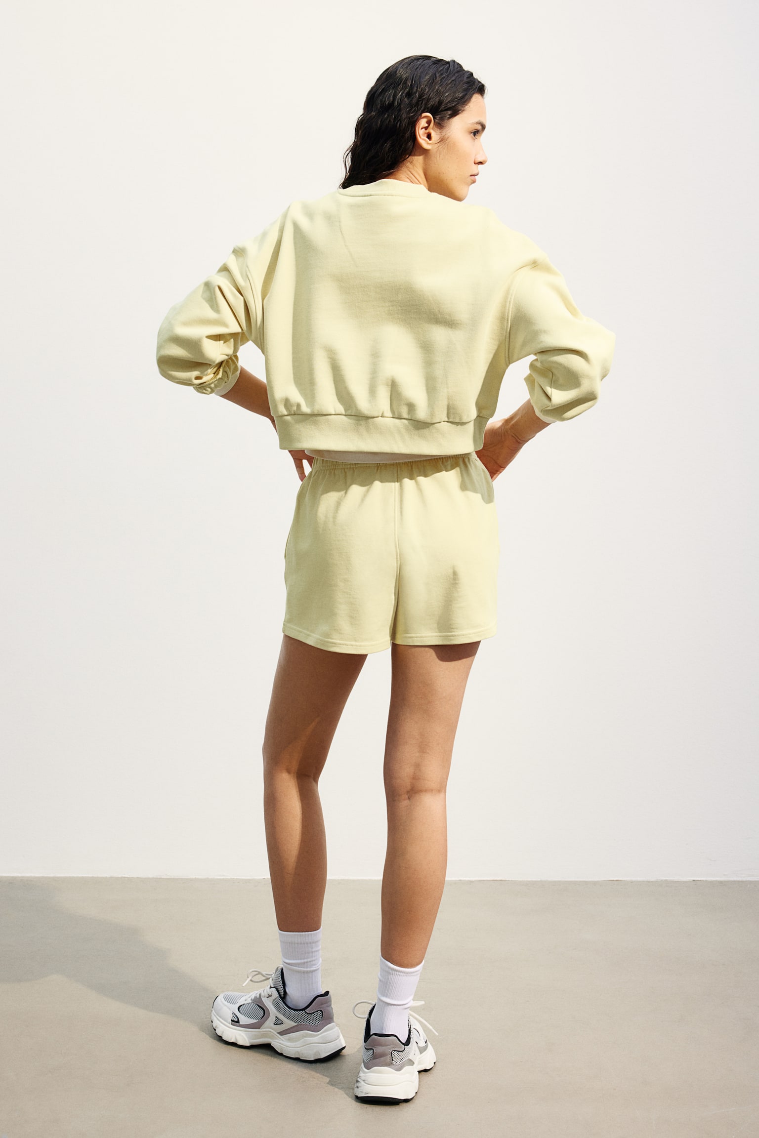 Cropped Sweater - Dusty yellow/Light grey marle/Blue/Light pink - 5