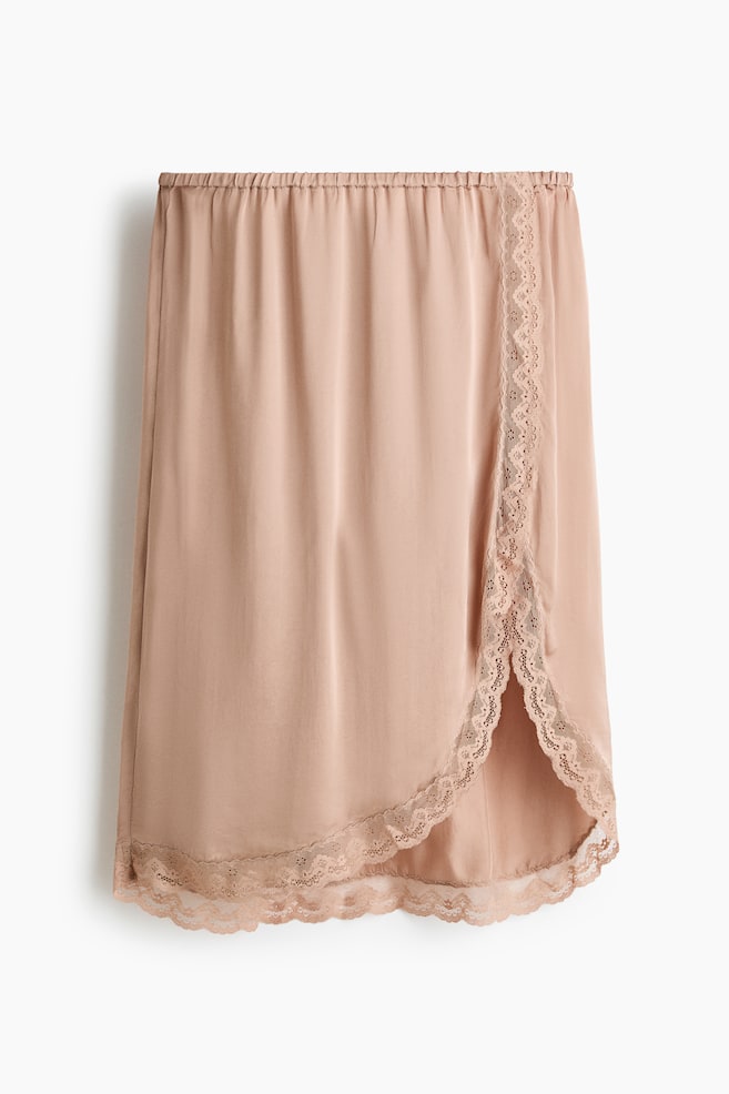 Falda en satén de viscosa - Beige - 1