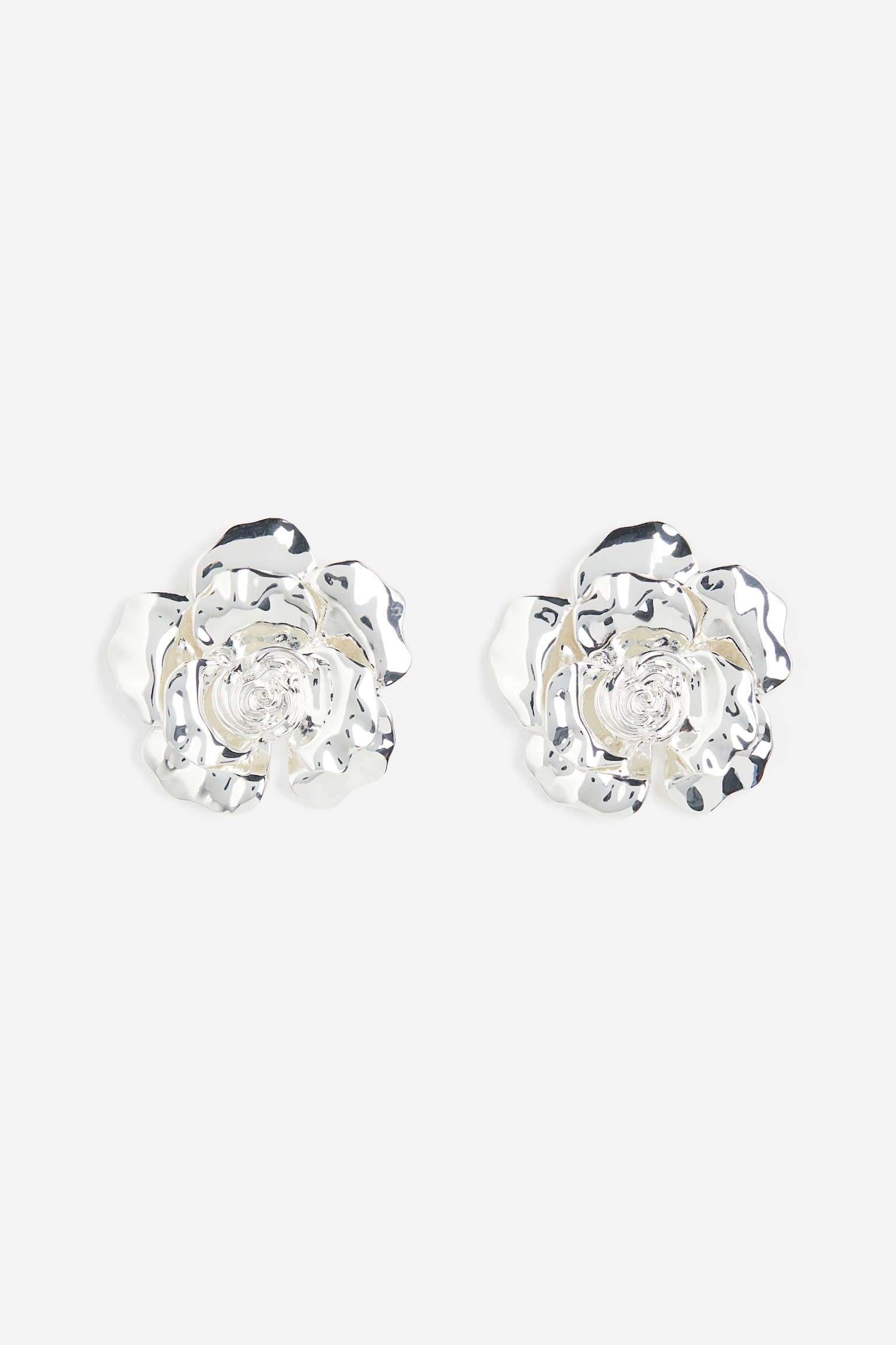 Rose-shaped stud earrings - Silver-coloured - 1