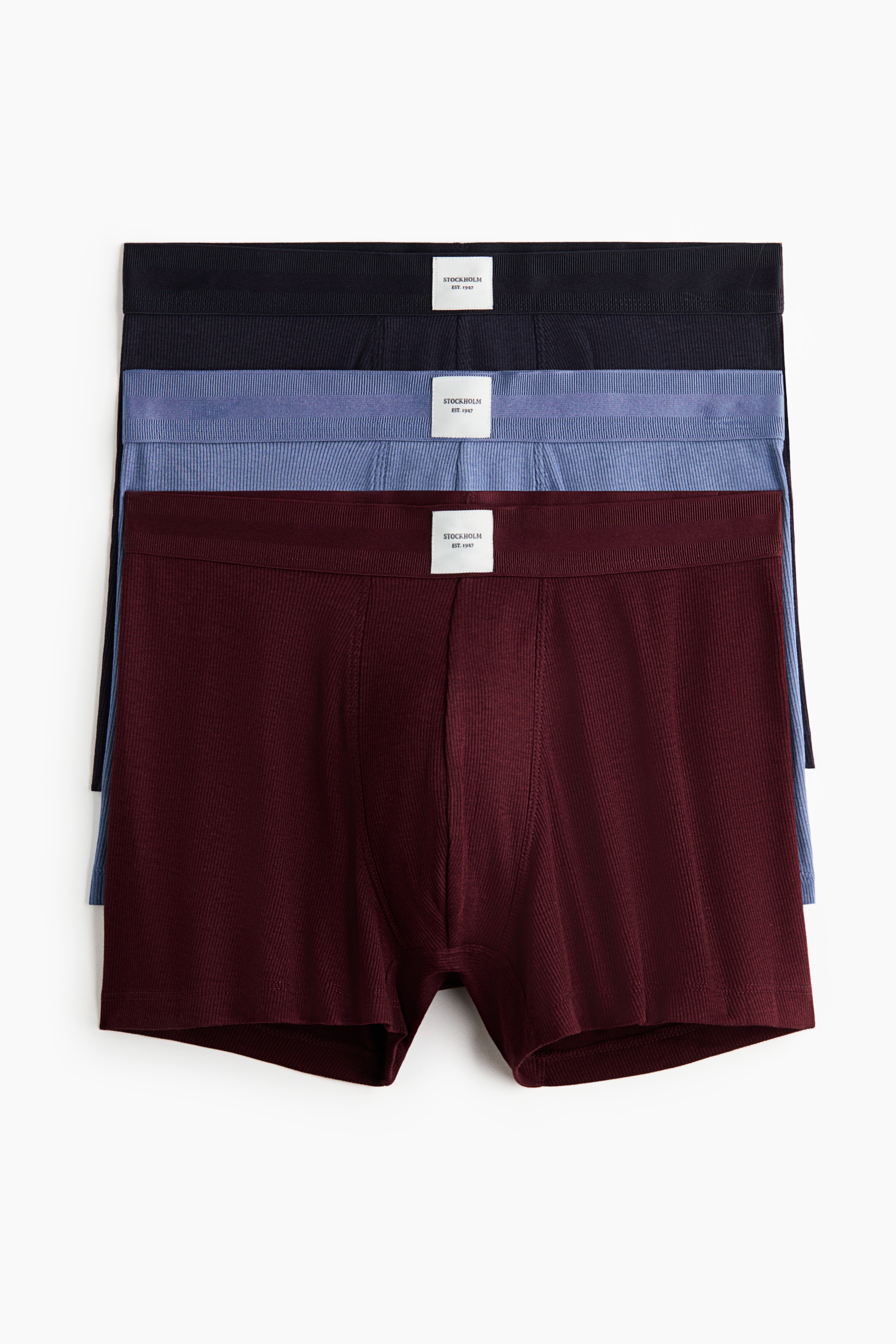 3er-Pack Kurze gerippte Trunks