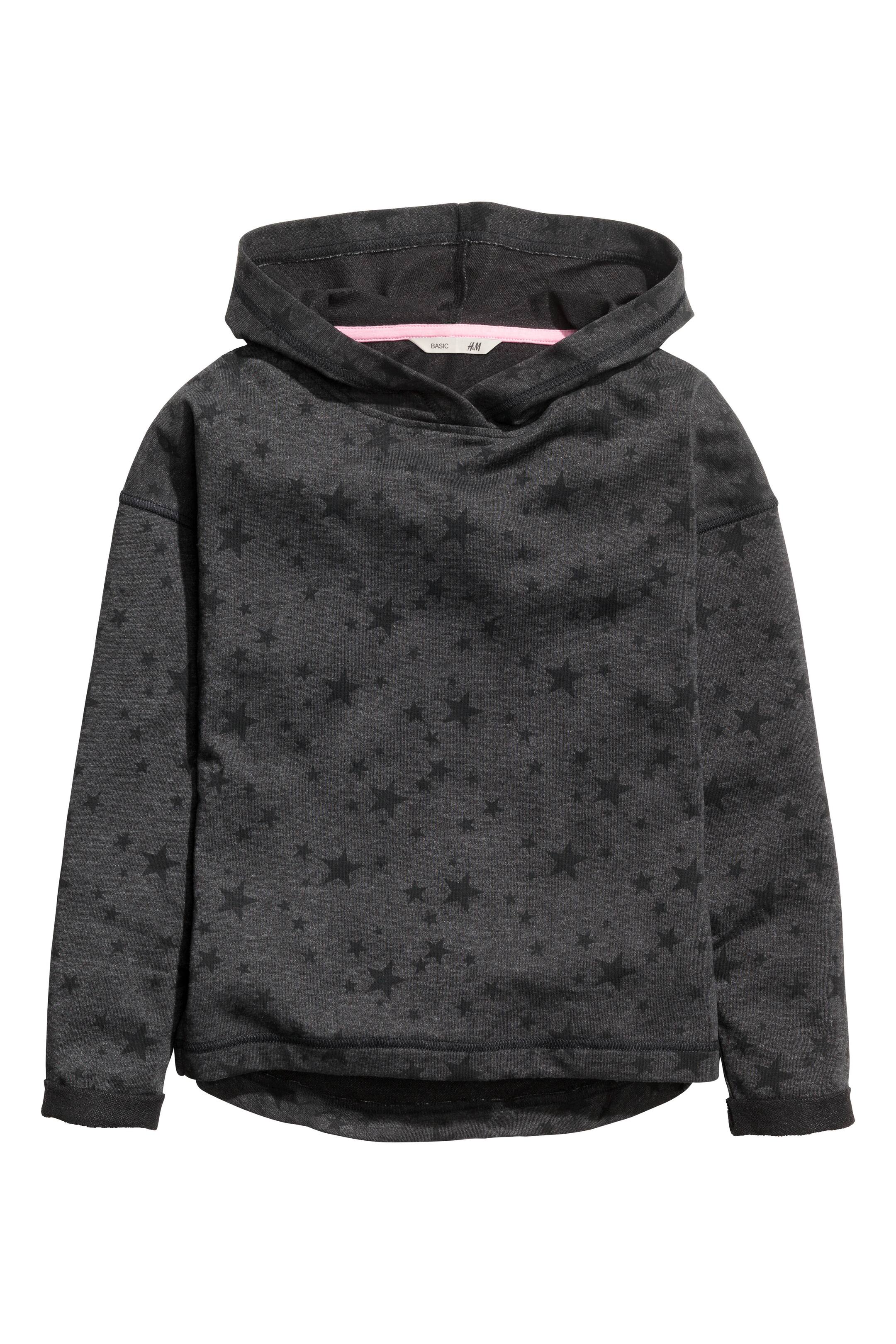 View larger image: Marled hooded top - Nearly black/Stars - Kids | H&M GB 1