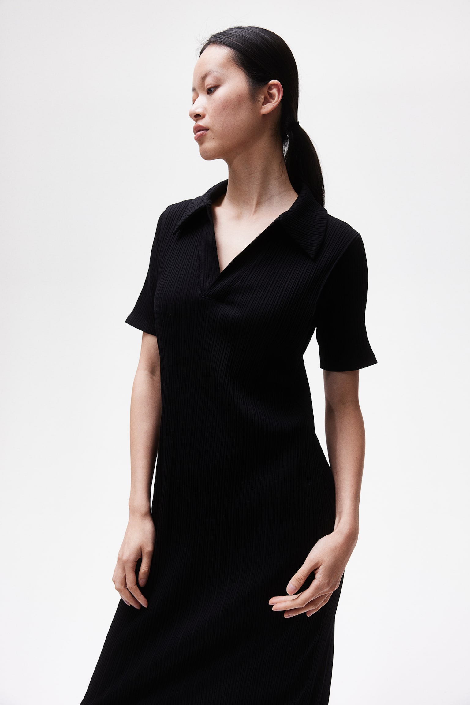 MAMA Collared Nursing Dress - Black - 5