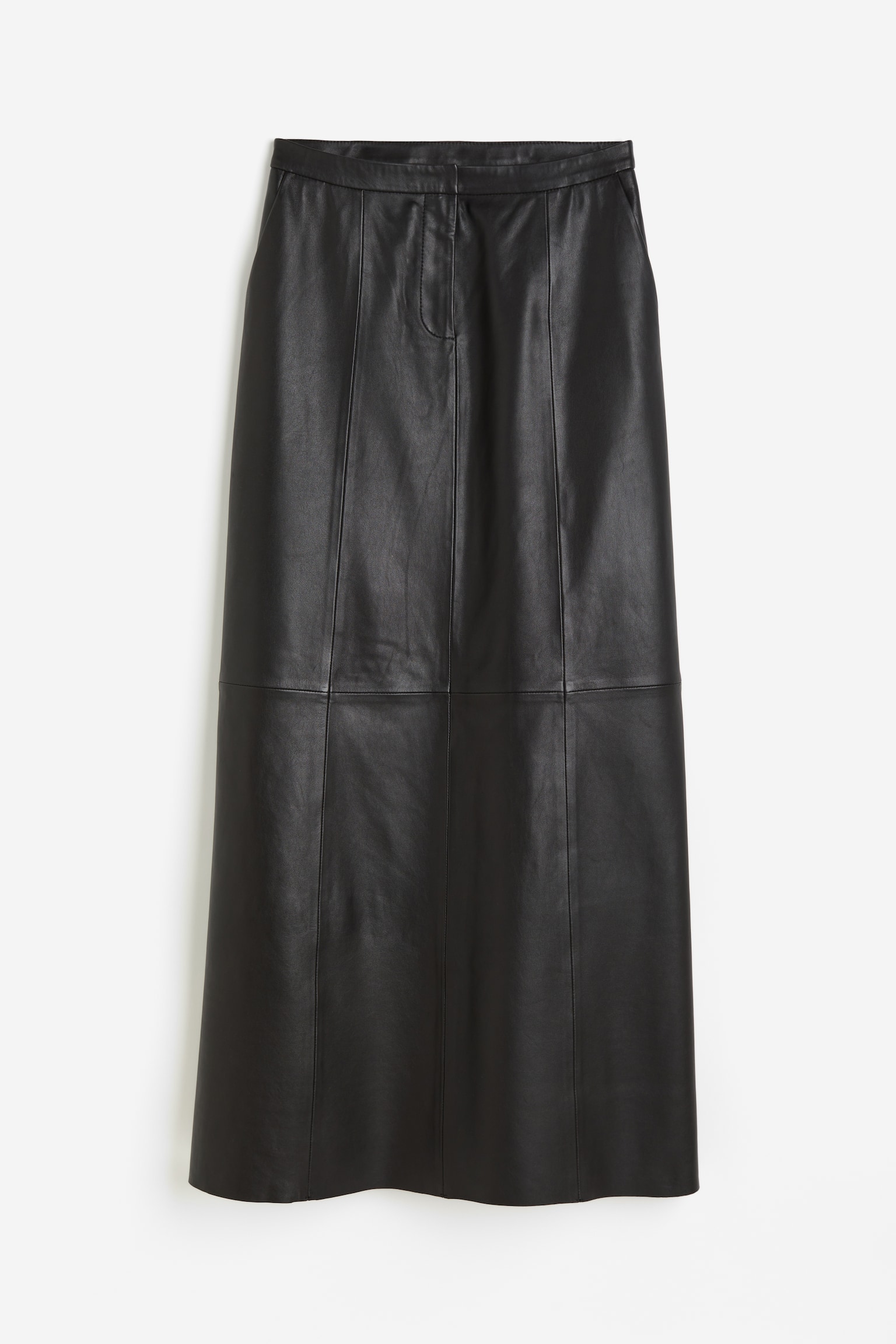 A-line Leather Skirt - Black - 2