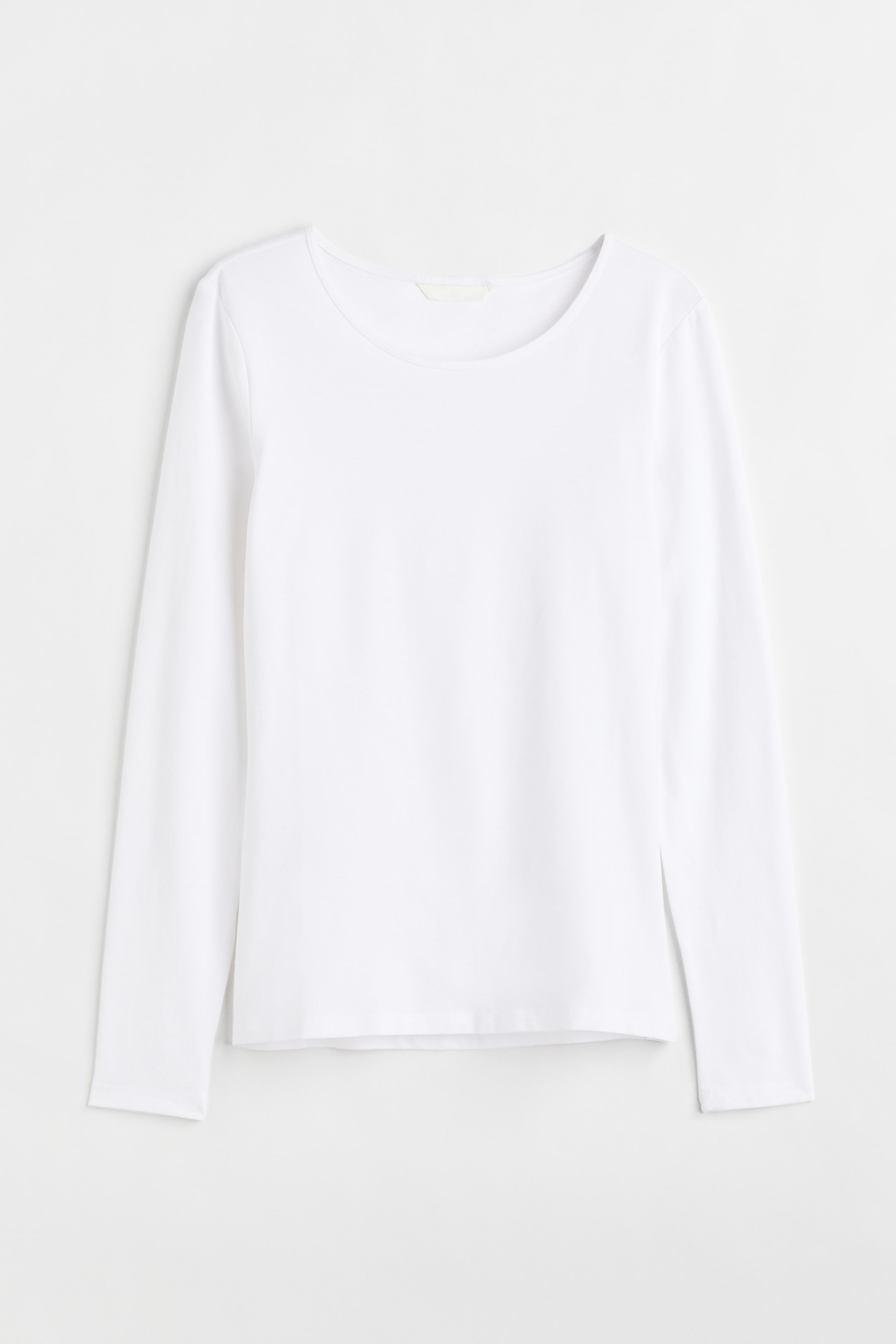 Long-sleeved Jersey Top - Round Neck - Long sleeve - White - Ladies | H ...