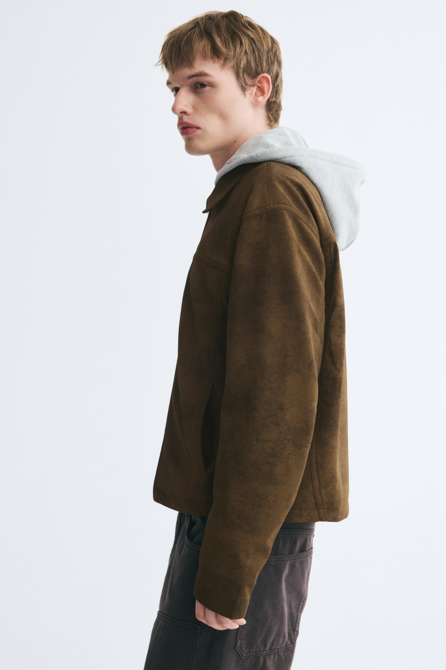 Мужская куртка H&M Napped zip-through, цвет: Коричневый — фото 6