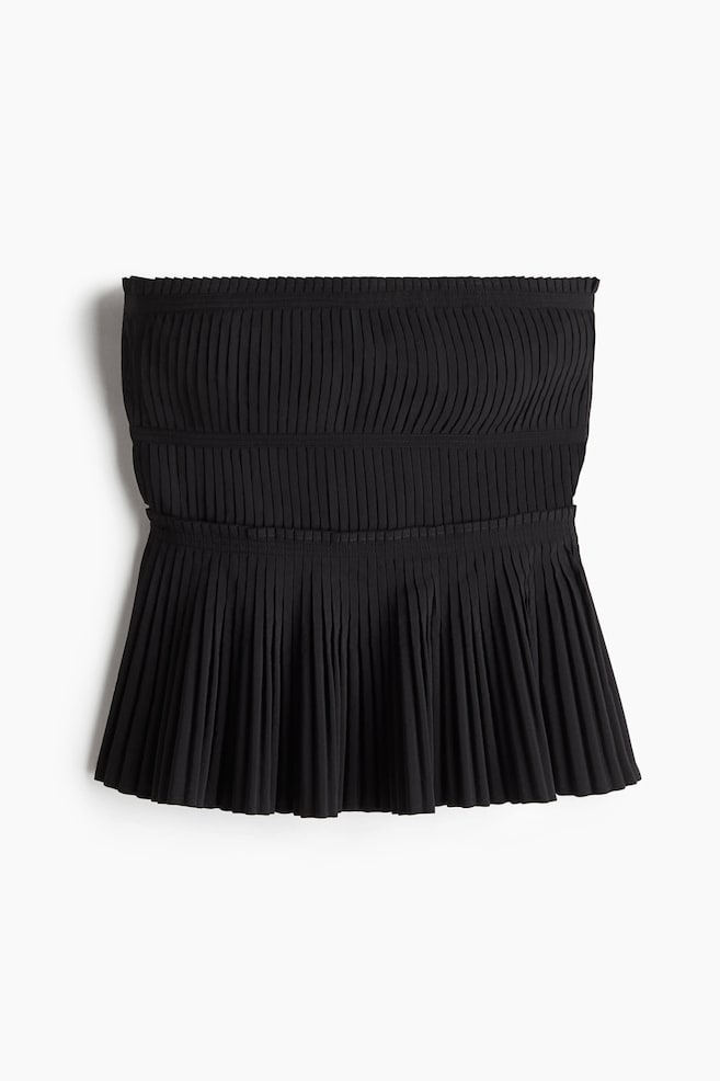 Pleated bandeau top - Black - 1