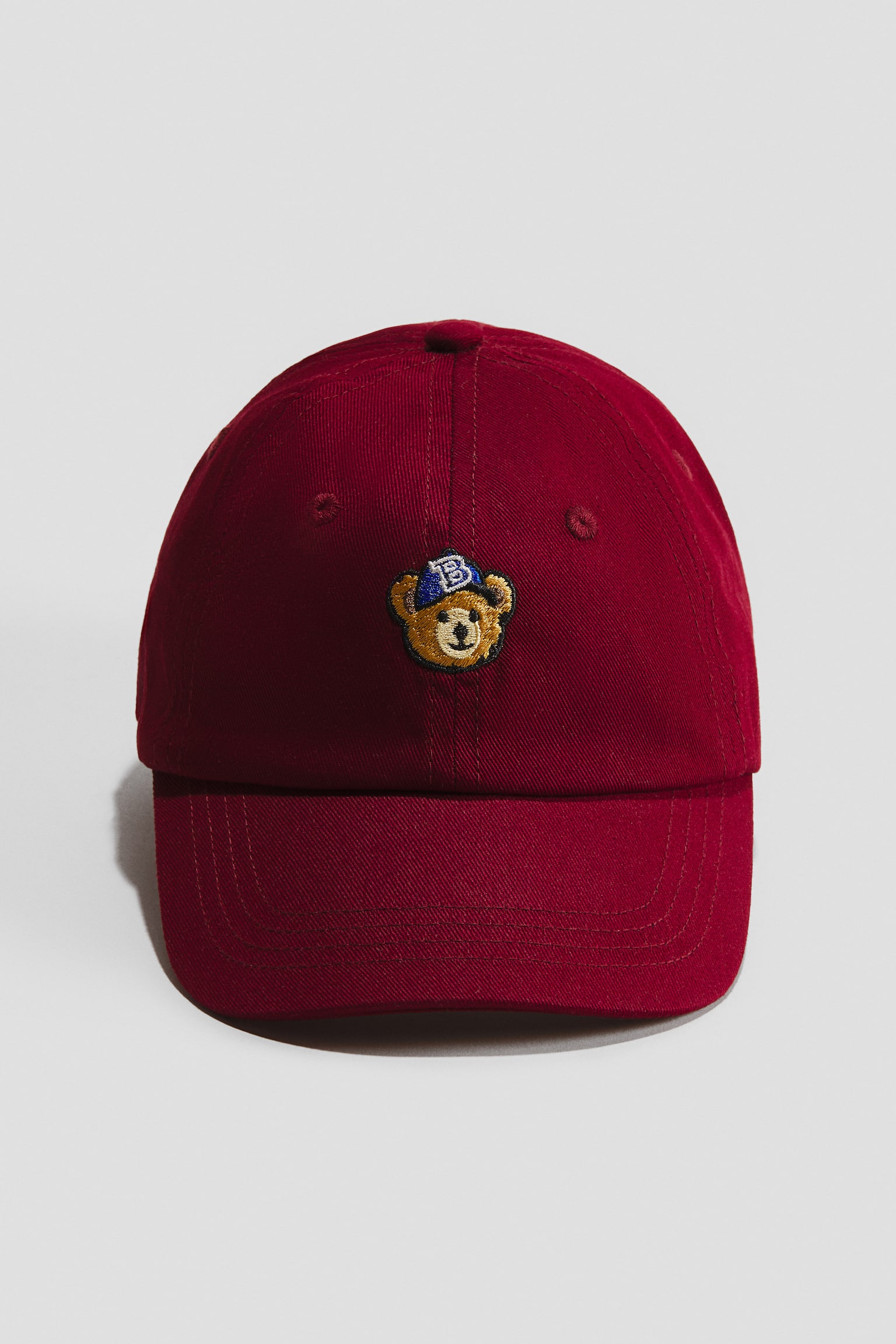 Motif-detail twill cap - Dark red/Teddy Bear/Navy blue/Dinosaur